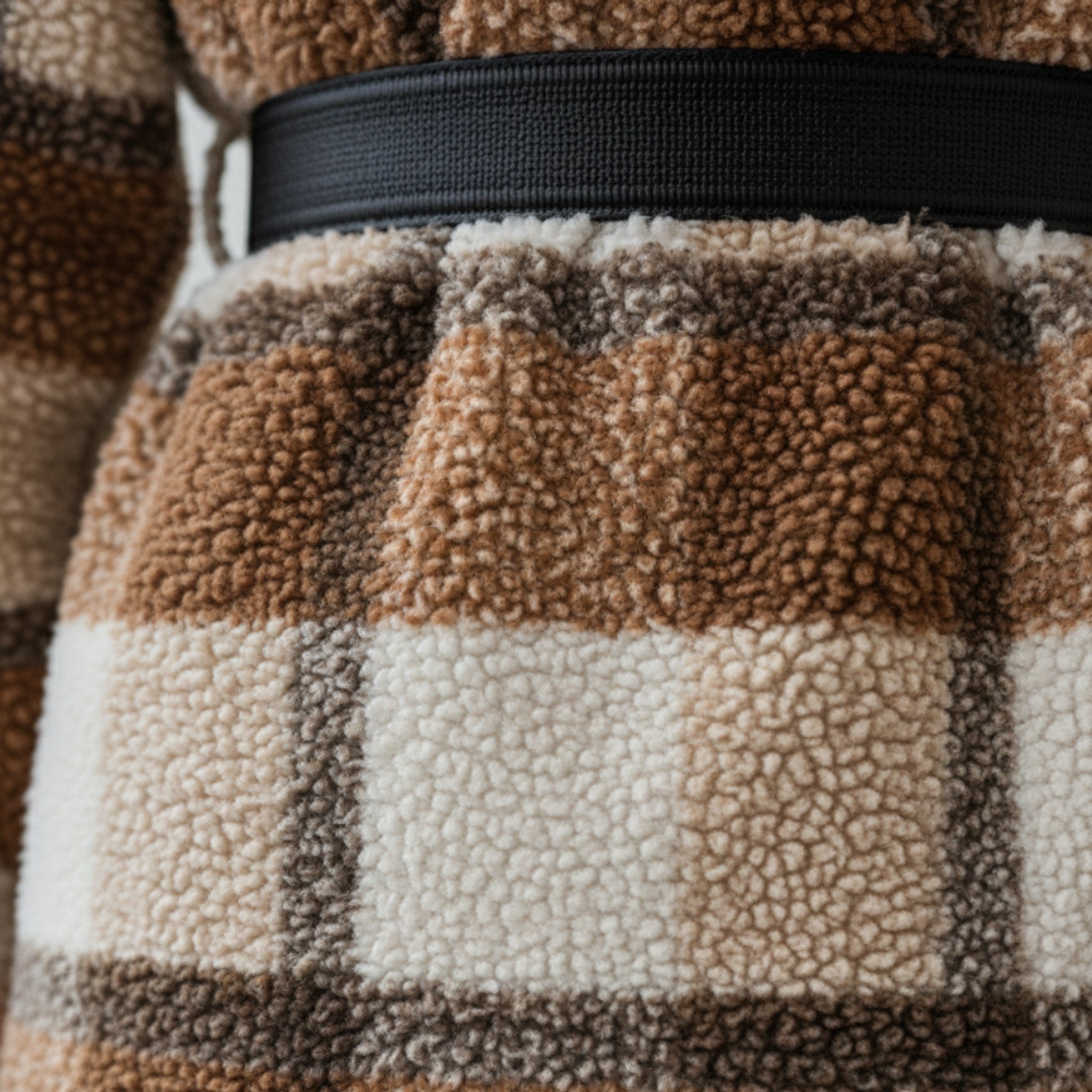 NolaKwin | Damski Długi Sweter Fleece w Kratę z Kołnierzem i Długimi Rękawami