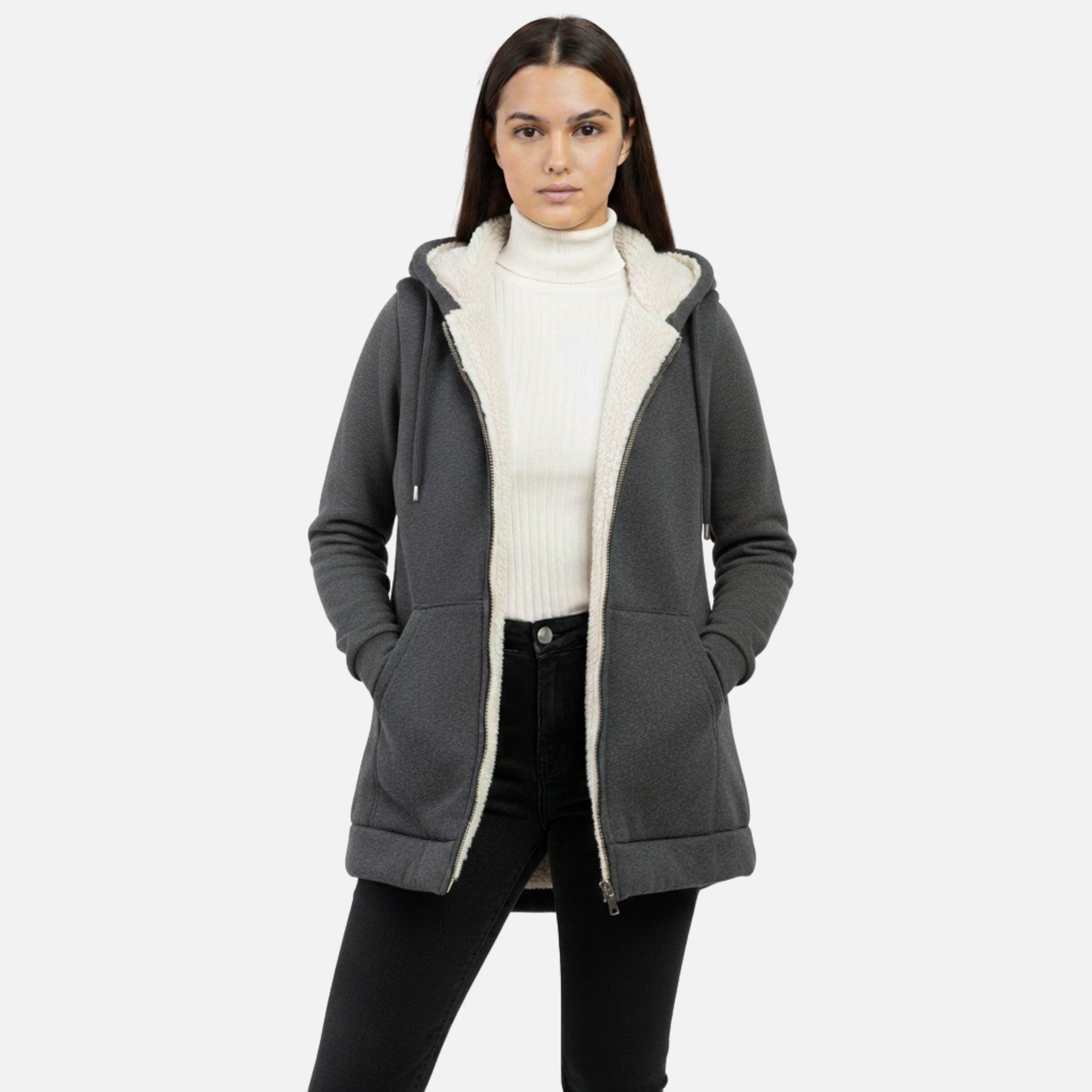 NolaKwin | Unisex Gruba Bluza Damska z Kapturem i Kieszeniami, Ciepła Kurtka z Zapięciem Z Przodu