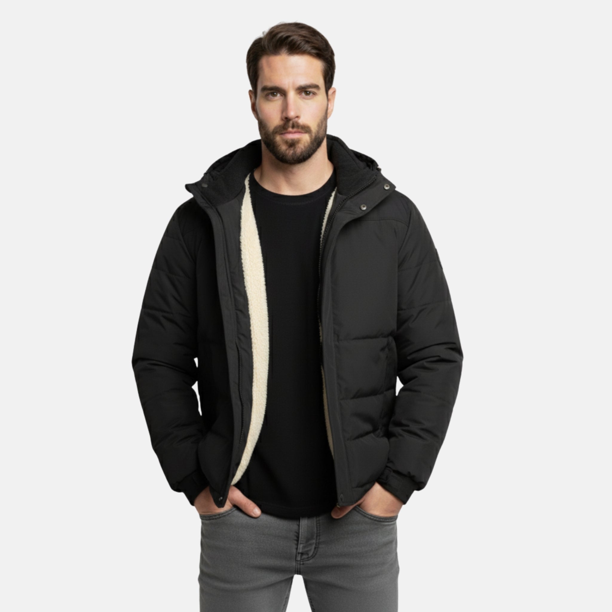 NolaKwin Męska Zimowa Kurtka | Gruby Fleece w Stylu Business Casual z Stojącym Kołnierzem