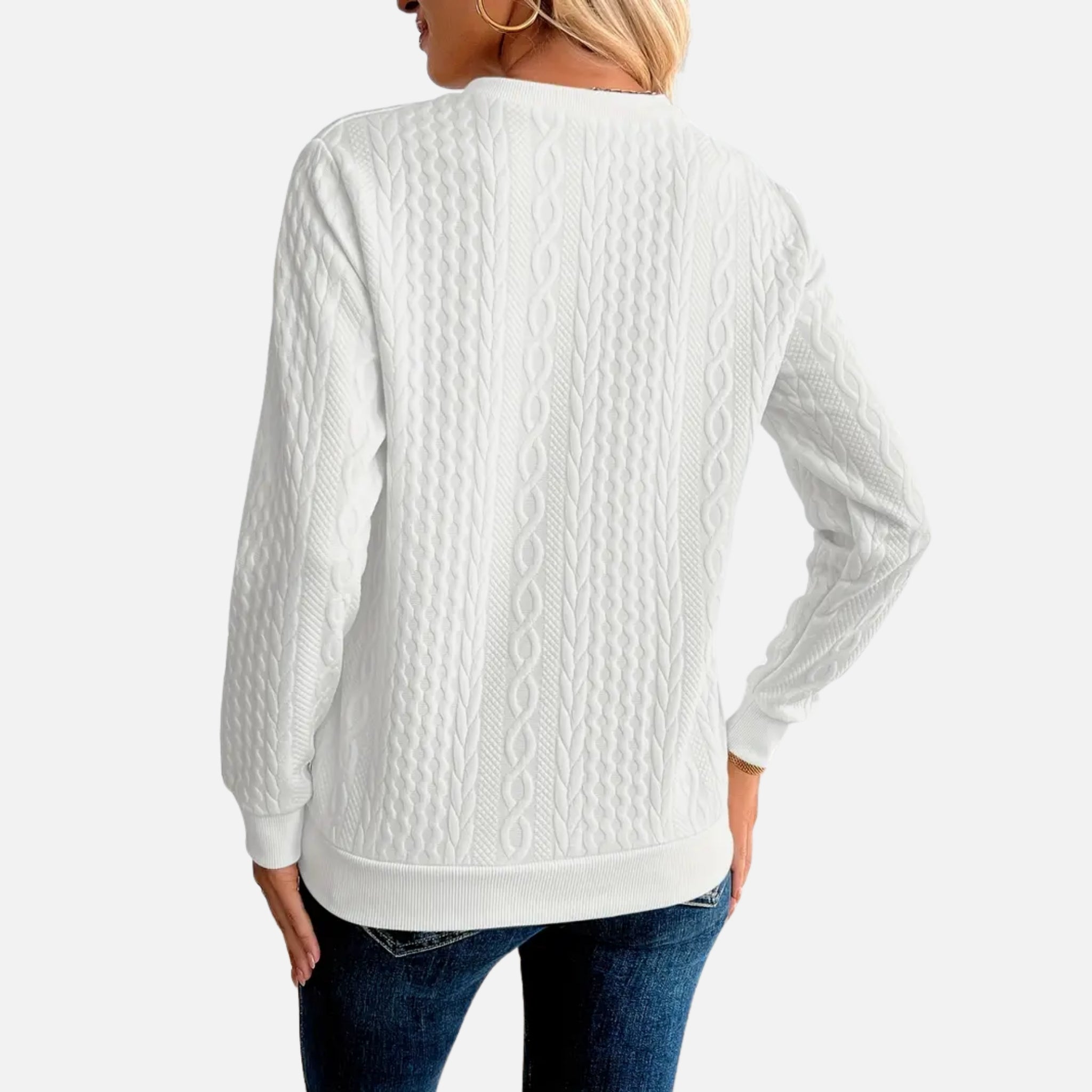 NolaKwin | Nowoczesny sweter damski z dekoltem w serek i zamkiem, stylowy i casualowy, jednokolorowy, z długimi rękawami