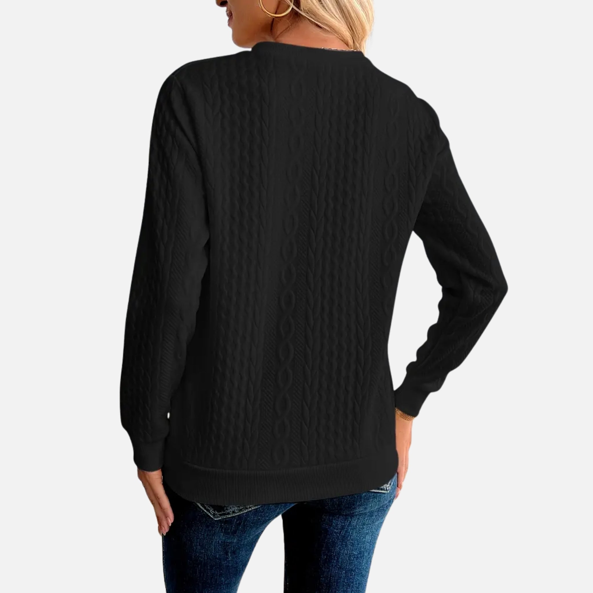 NolaKwin | Nowoczesny sweter damski z dekoltem w serek i zamkiem, stylowy i casualowy, jednokolorowy, z długimi rękawami
