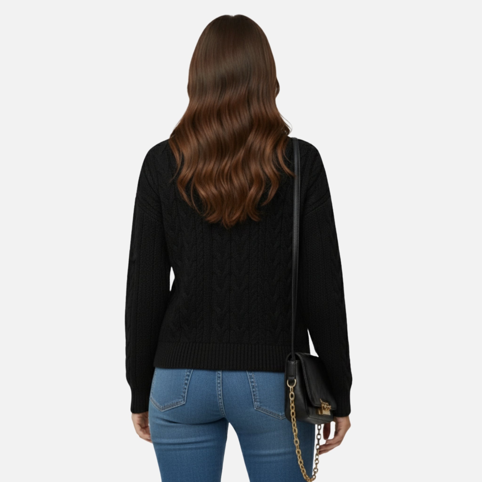 NolaKwin | Nowoczesny sweter damski z dekoltem w serek i zamkiem, stylowy i casualowy, jednokolorowy, z długimi rękawami