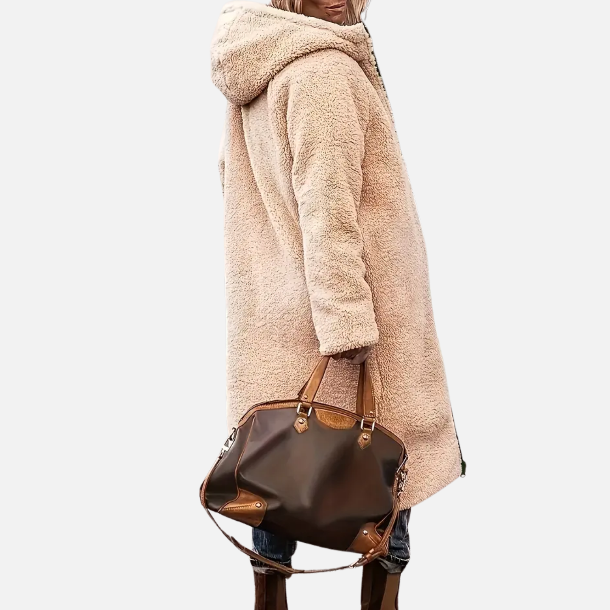 NolaKwin | Stylowa damska długa kurtka puchowa z kapturem na zimę