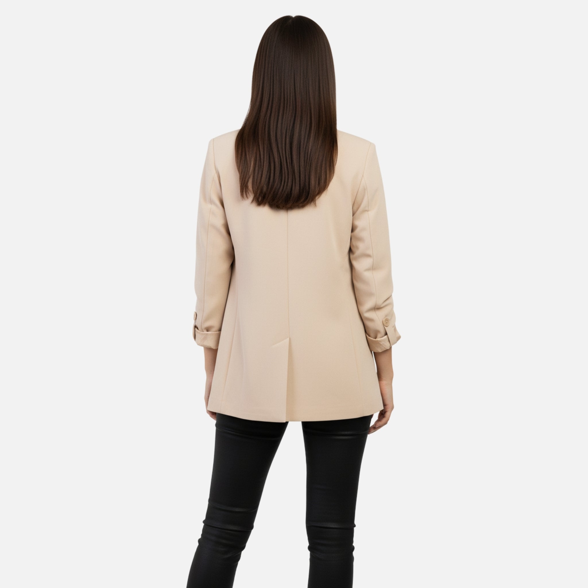 NolaKwin | Długi dopasowany żakiet w jednolitym kolorze dla kobiet