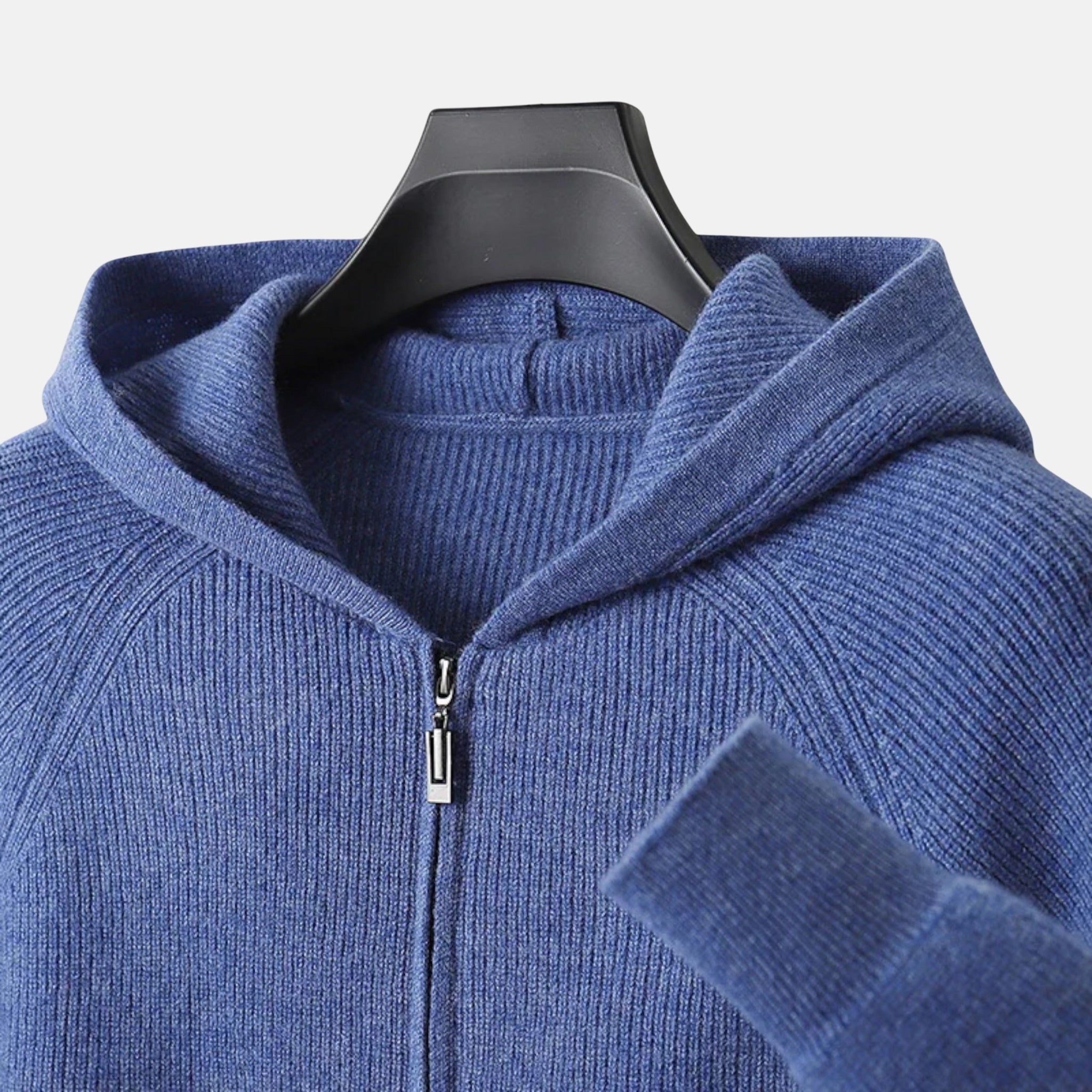 NolaKwin | Męska Bluza z Kapturem na Zamek – Klasyczna Dzianina Merino