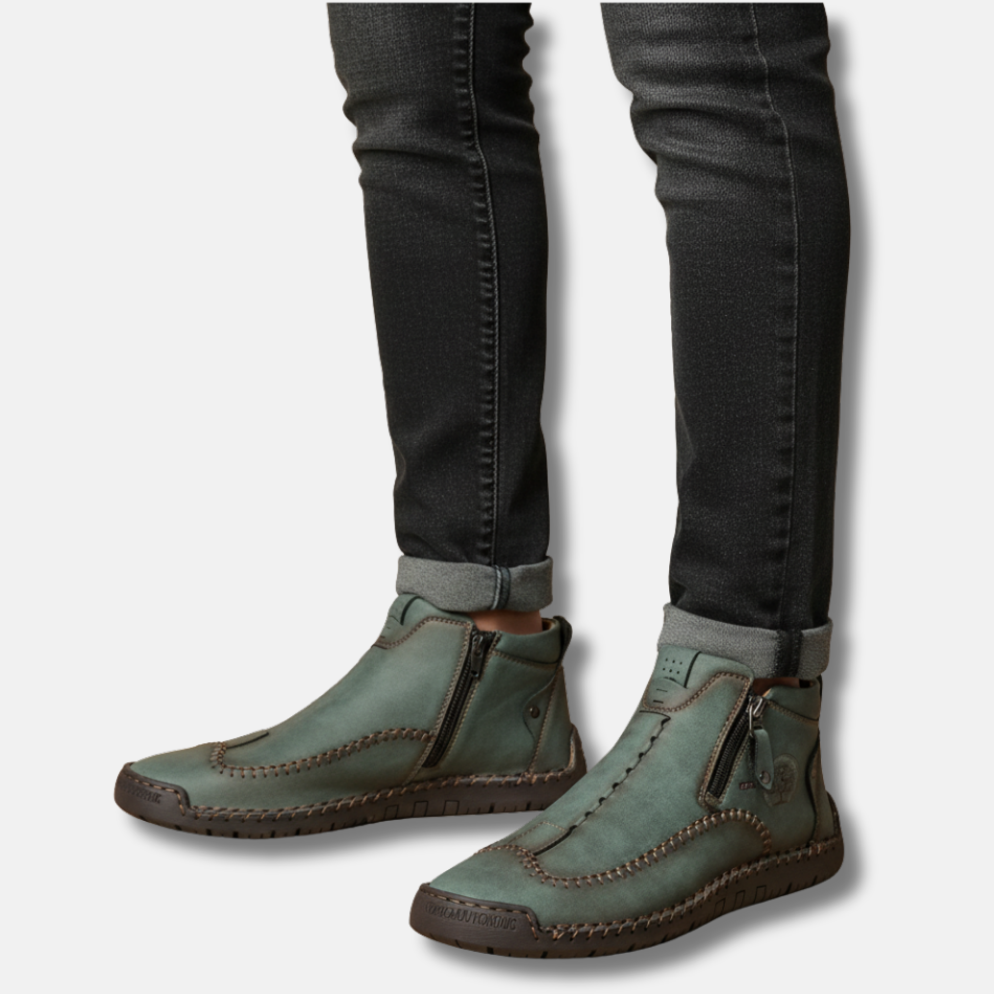 NolaKwin | Klasyczne Męskie Sneakersy z Ręcznie Wykonanej Skóry z Zamkiem, Oddychające, Idealne na Outdoor i Casual