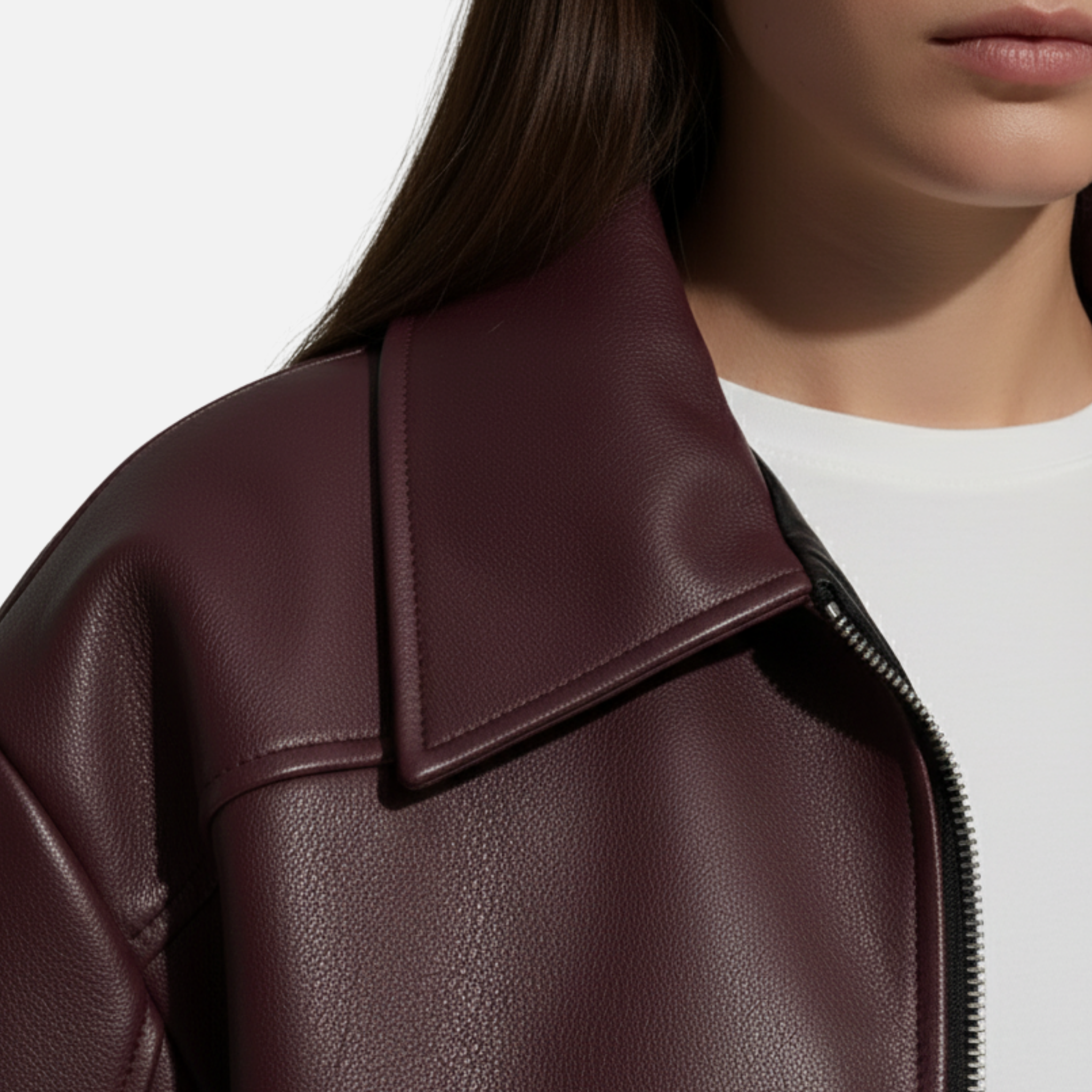 NolaKwin | Elegancka damska kurtka bomber z sztucznej skóry, długi rękaw, elastyczny dół, modna odzież wierzchnia