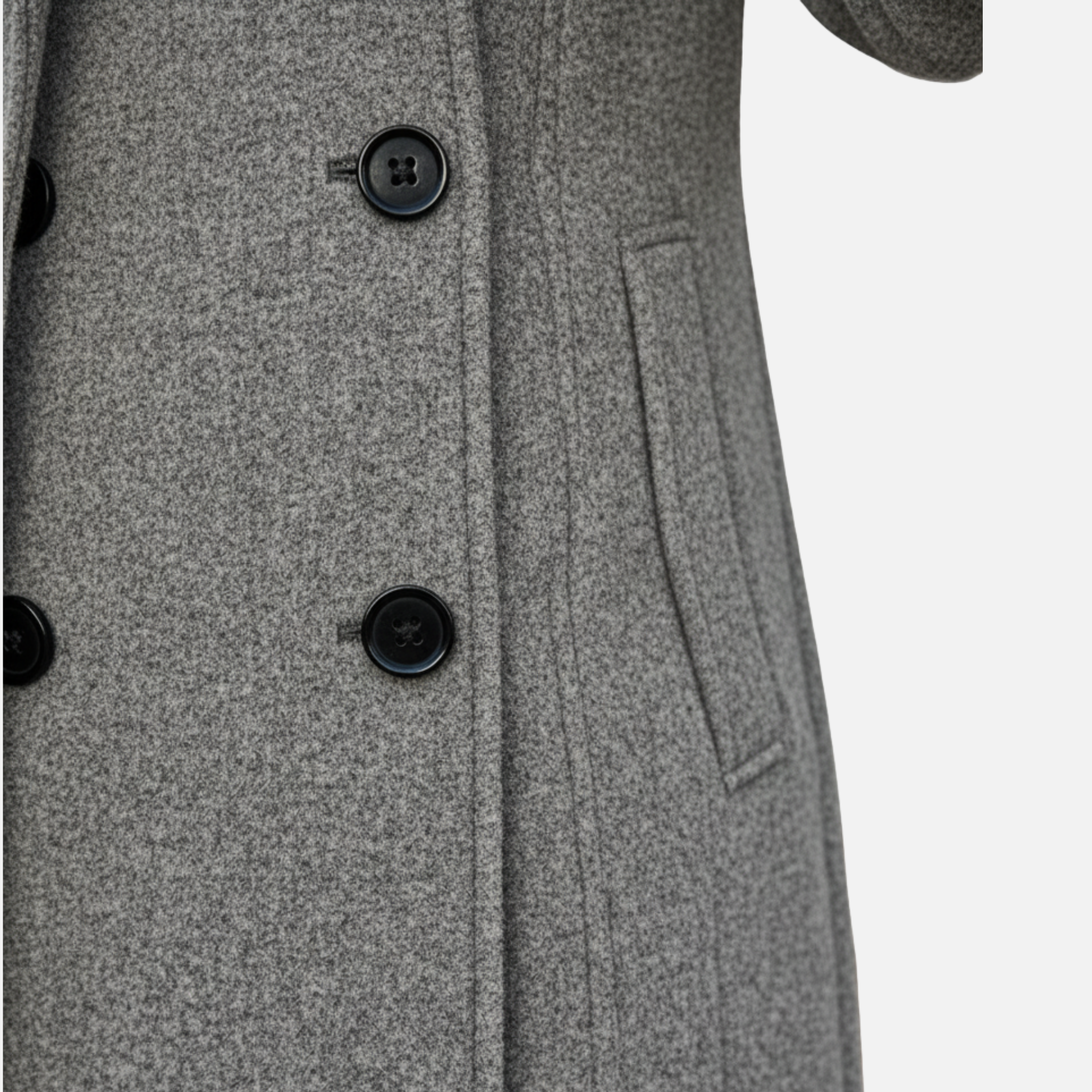 NolaKwin | Damski długi płaszcz dwurzędowy z pełnymi rękawami i klapami - elegancka kurtka na jesień/zimę z kieszeniami