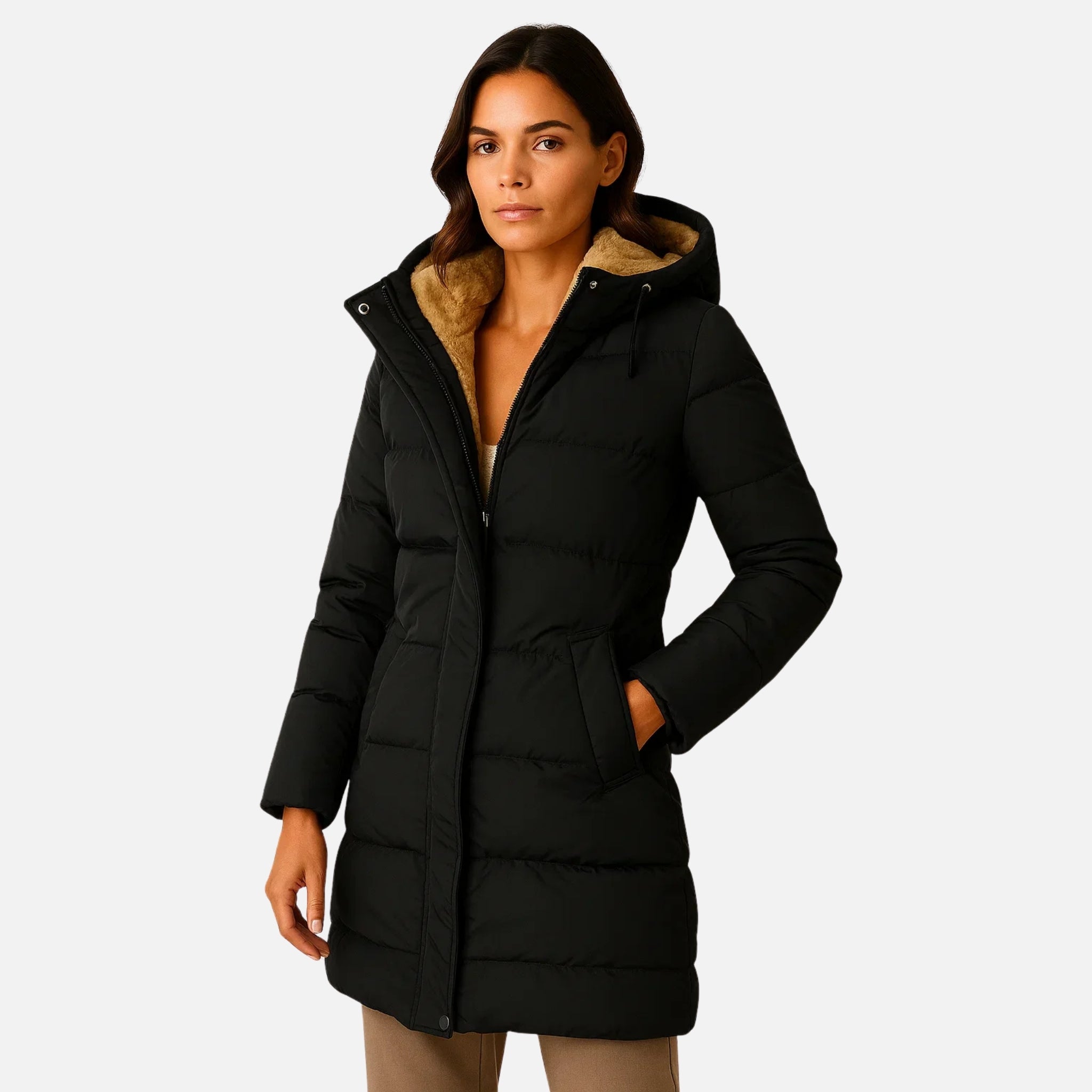 NolaKwin | Damska Długa Pikowana Kurtka Puchowa - Izolacyjna Kurtka na Zimę