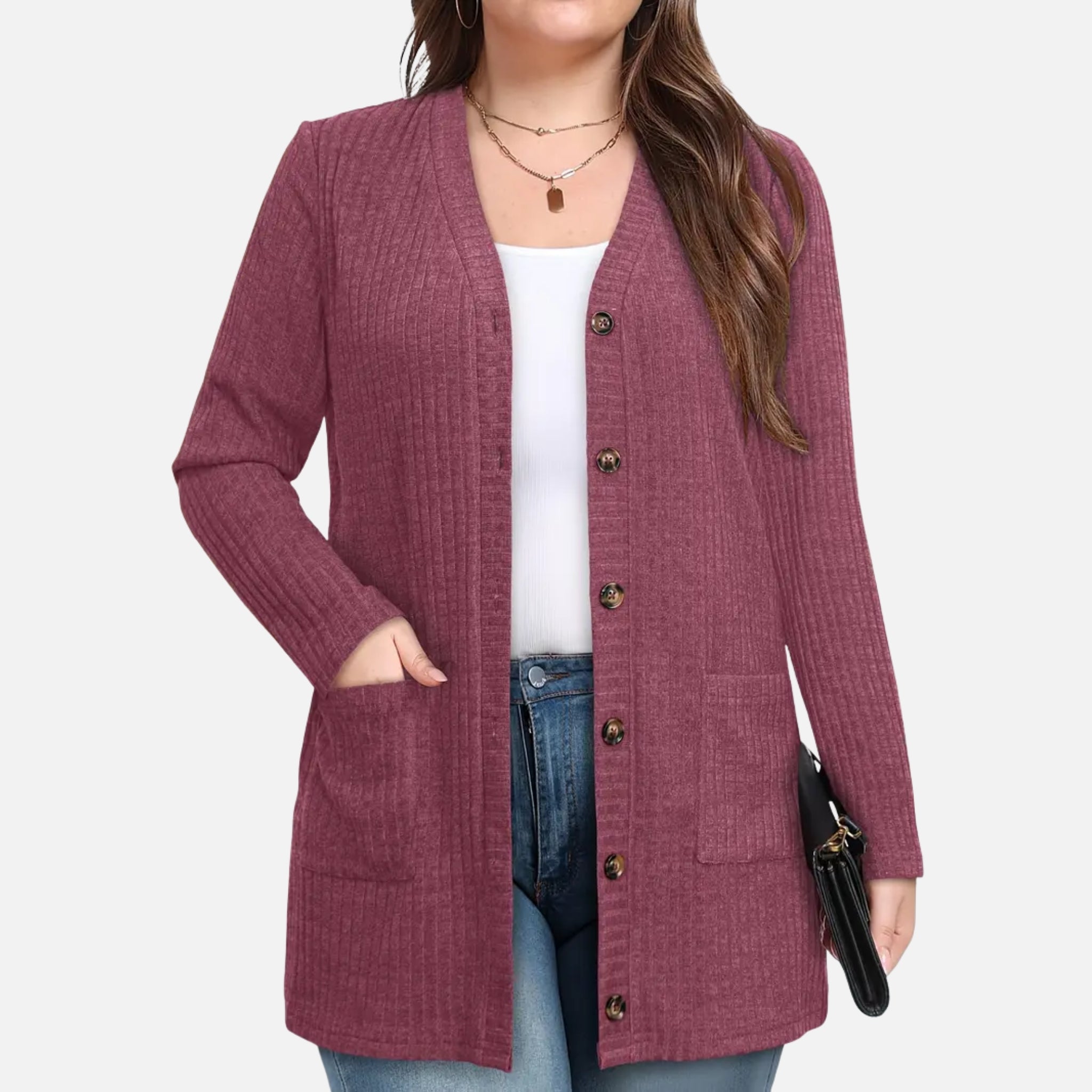 NolaKwin | Damski długi sweter z długim rękawem, otwarty, jednolity kolor – nowoczesny styl na jesień i zimę