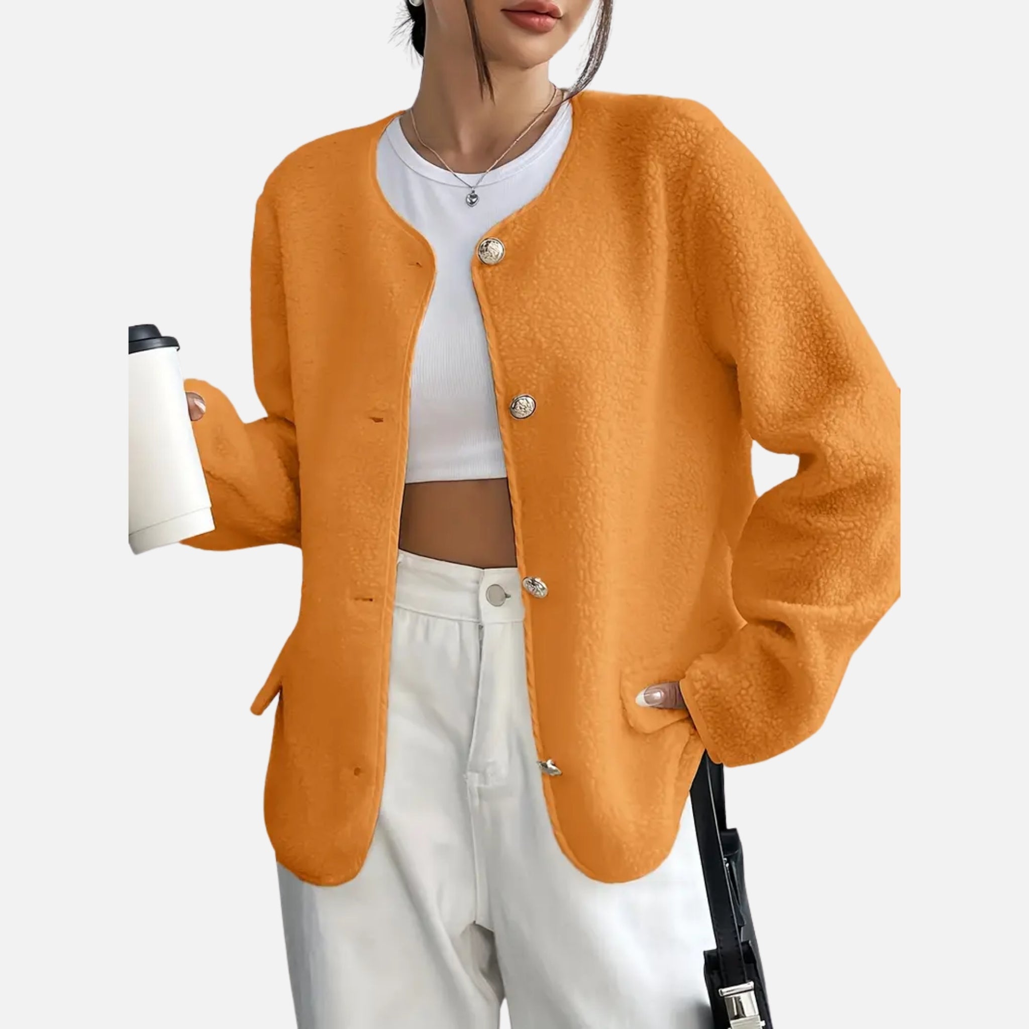 NolaKwin | Kurtka na jesień-zimę dla kobiet w rozmiarze plus - Stylowy jednolity kolor, nowoczesny design