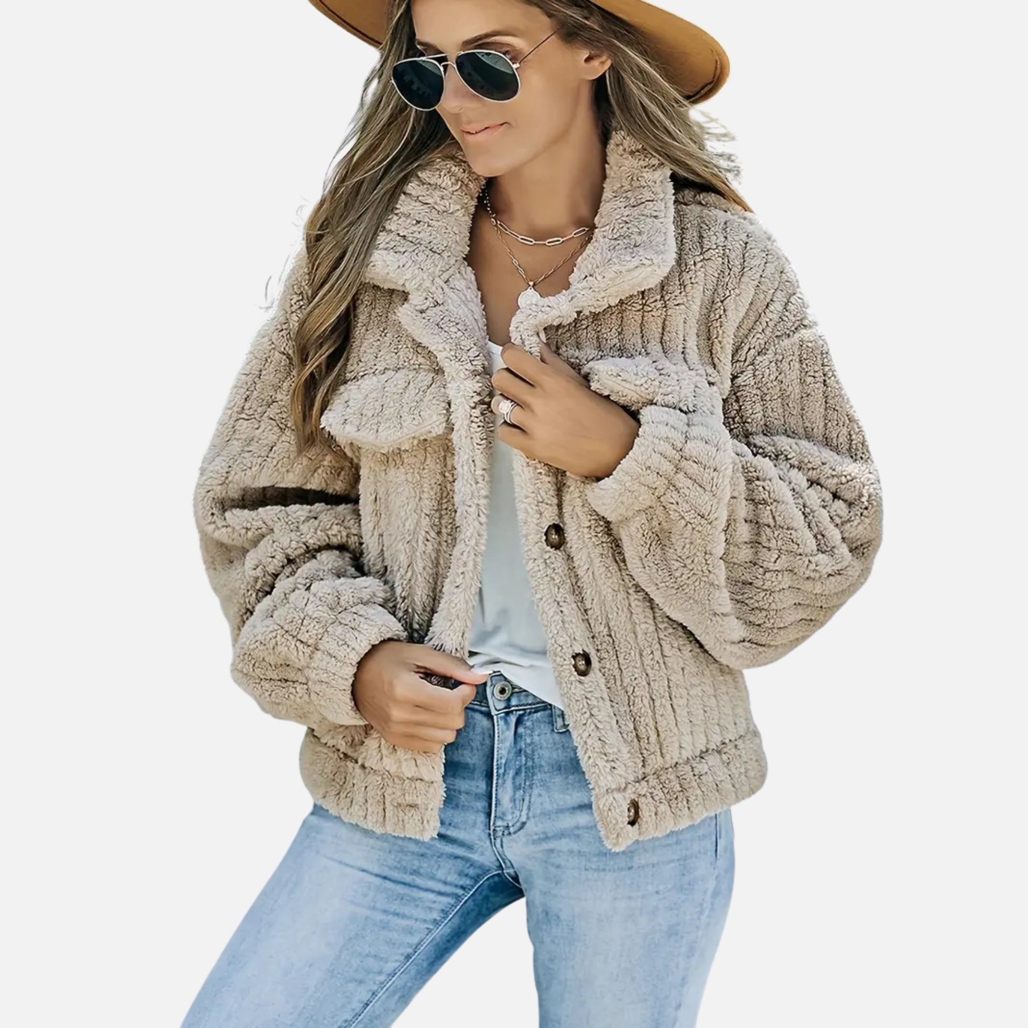 NolaKwin | Kobiecy płaszcz na jesień i zimę w jednolitym kolorze z odwróconym kołnierzem i długimi rękawami