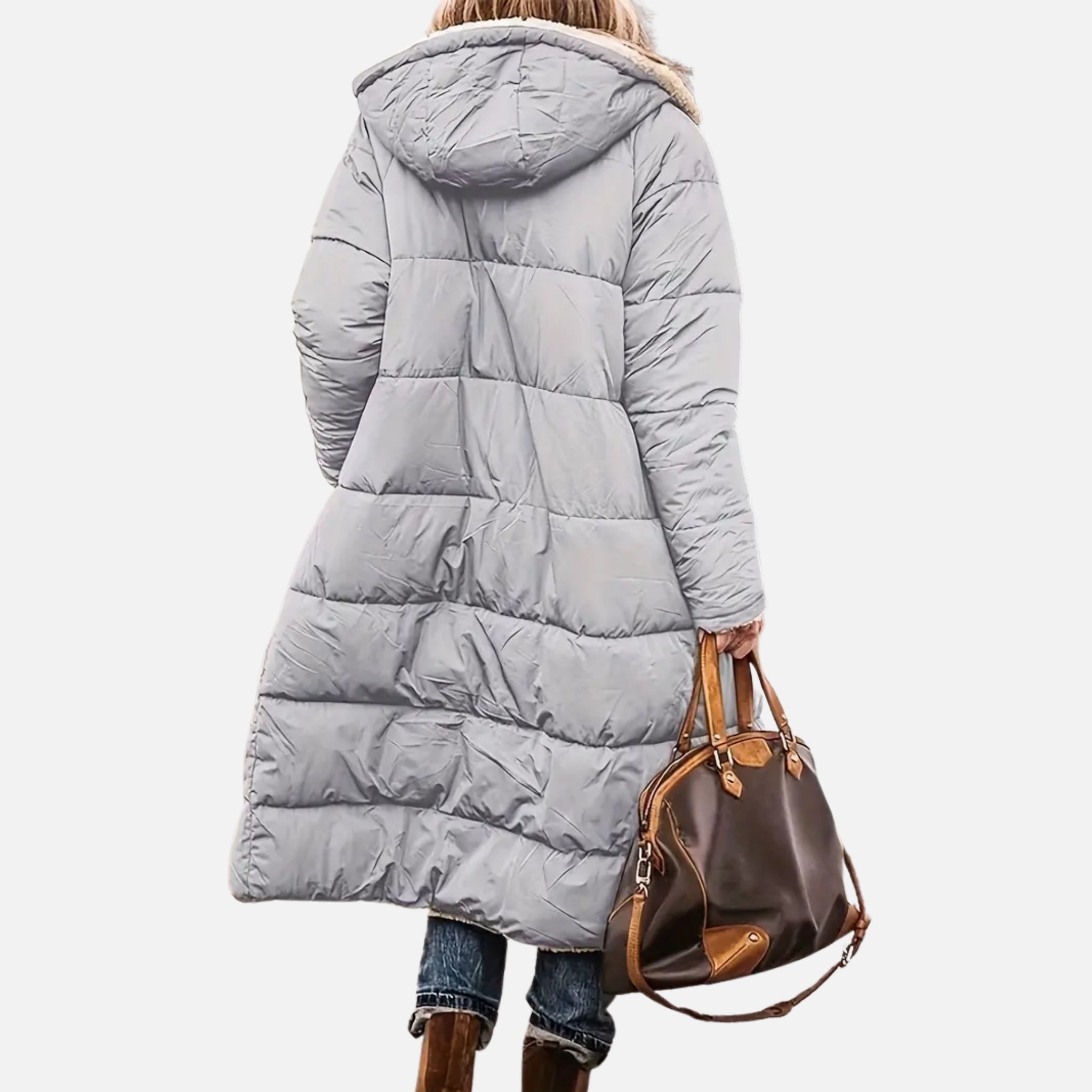 NolaKwin | Stylowa damska długa kurtka puchowa z kapturem na zimę
