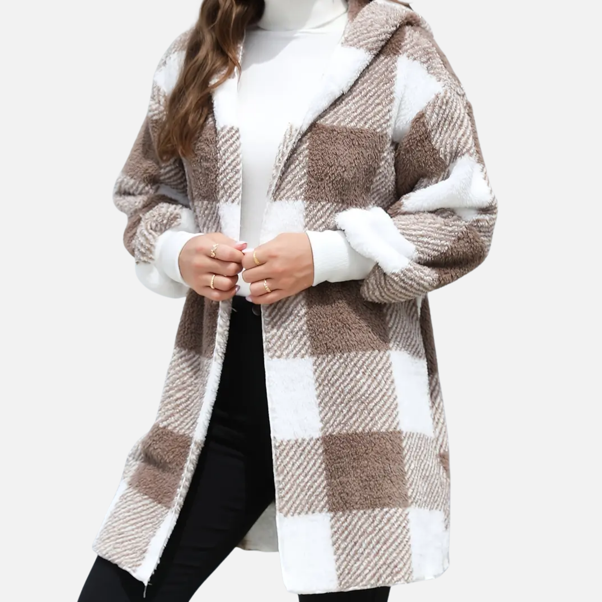 NolaKwin | Kobieca pluszowa kurtka zapinana na guziki z długim rękawem