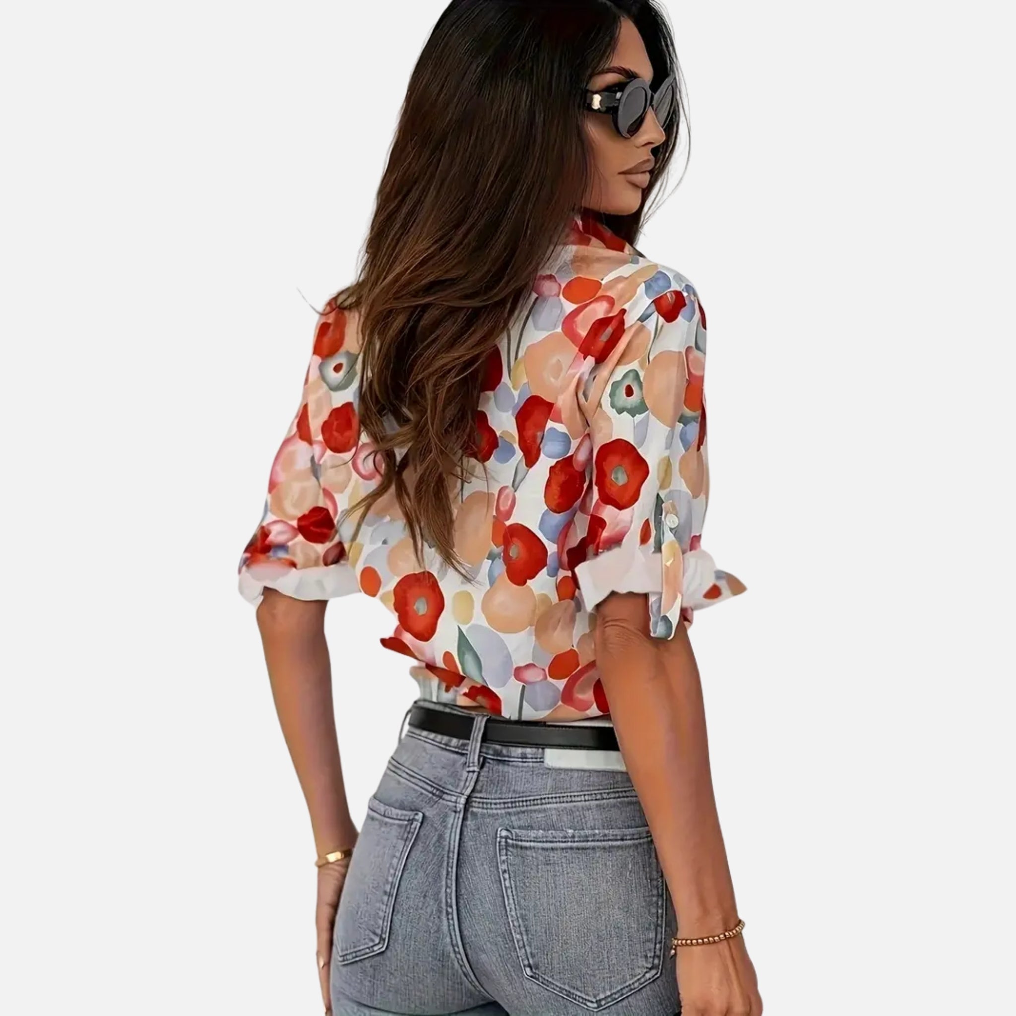 NolaKwin | Stylowa elegancka jesienna bluzka kwiatowa damska