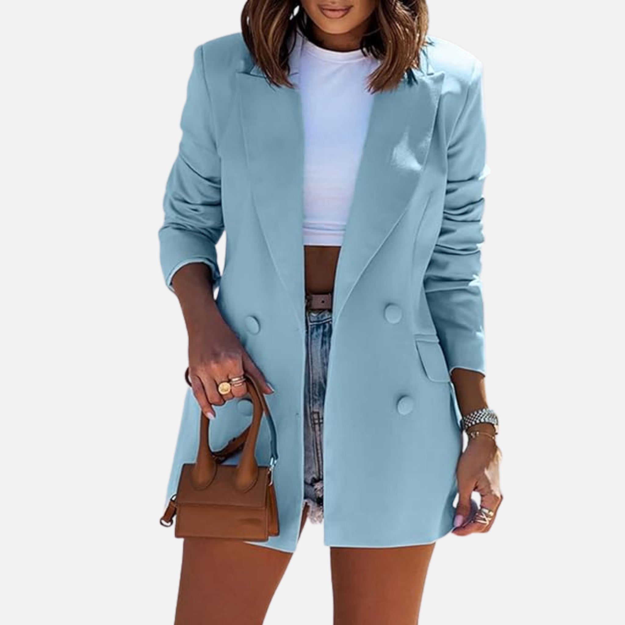 NolaKwin | Długi dopasowany żakiet w jednolitym kolorze dla kobiet