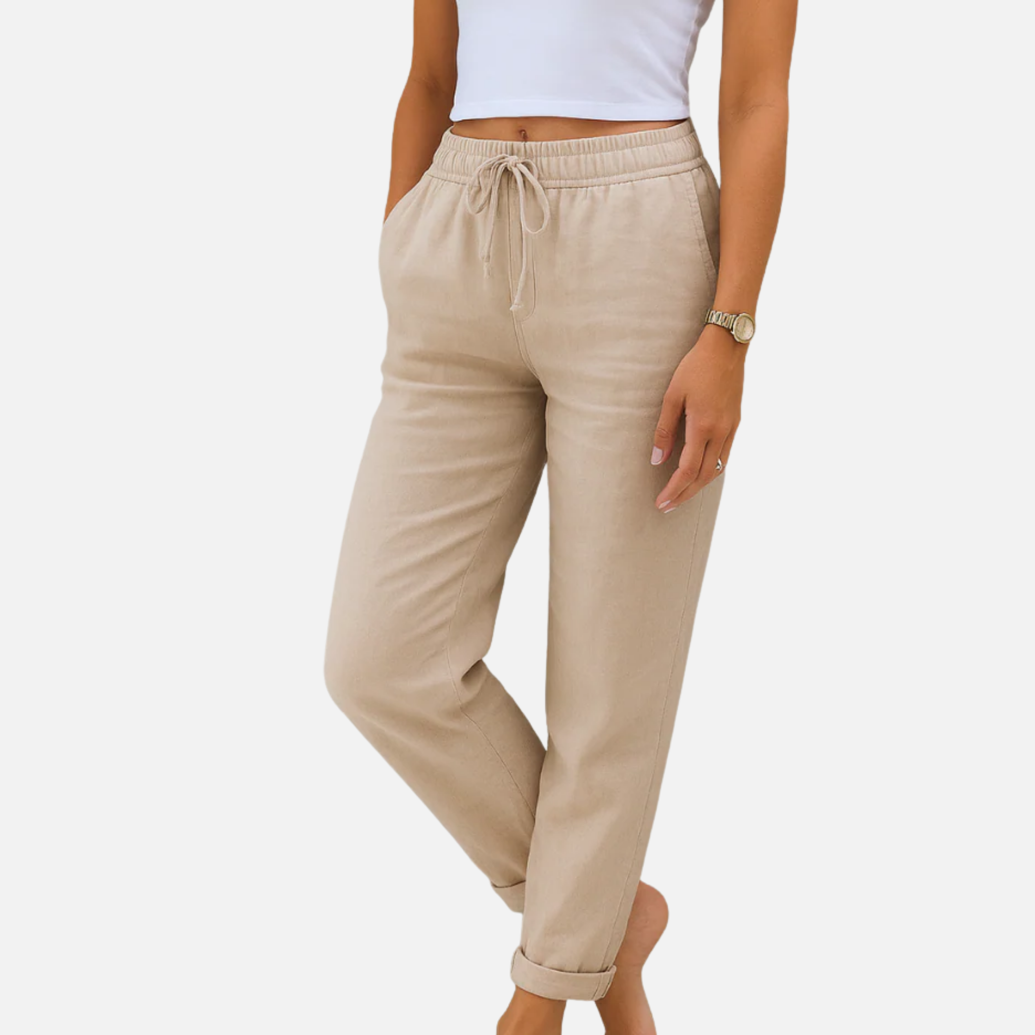 NolaKwin | Premium damskie spodnie stretch z lnu – oddychające i lekkie