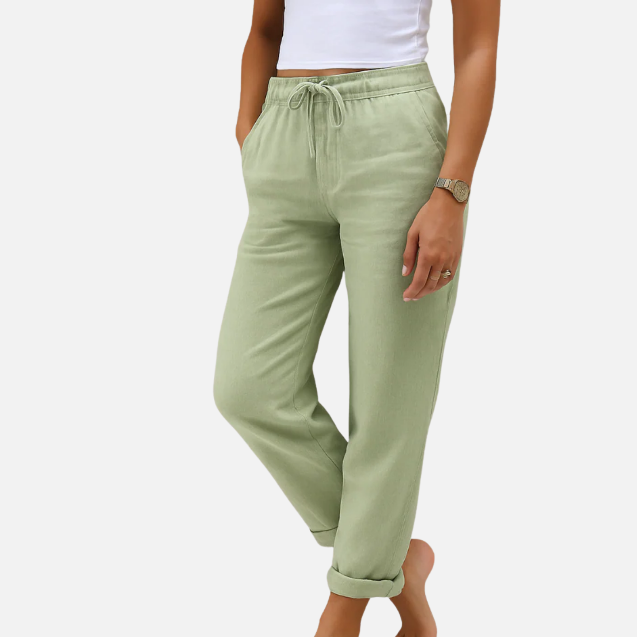 NolaKwin | Premium damskie spodnie stretch z lnu – oddychające i lekkie