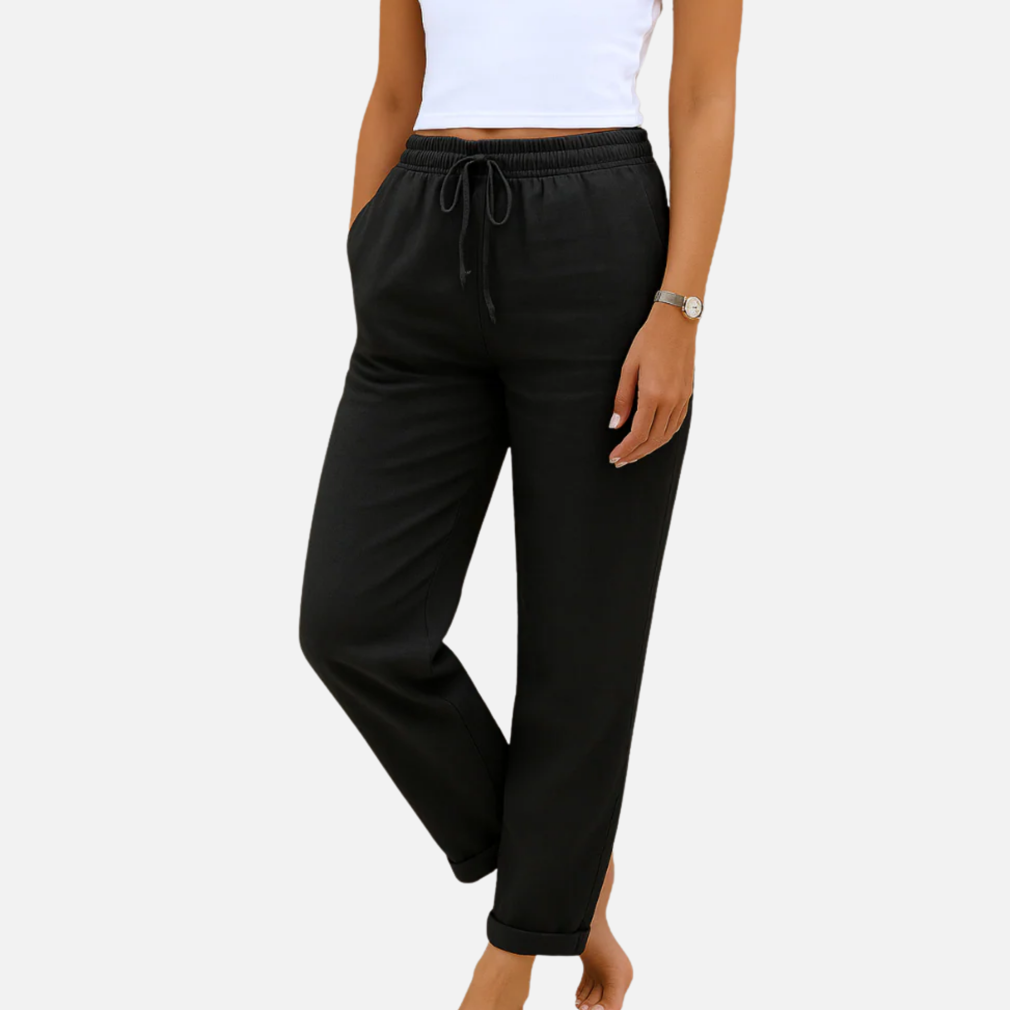 NolaKwin | Premium damskie spodnie stretch z lnu – oddychające i lekkie