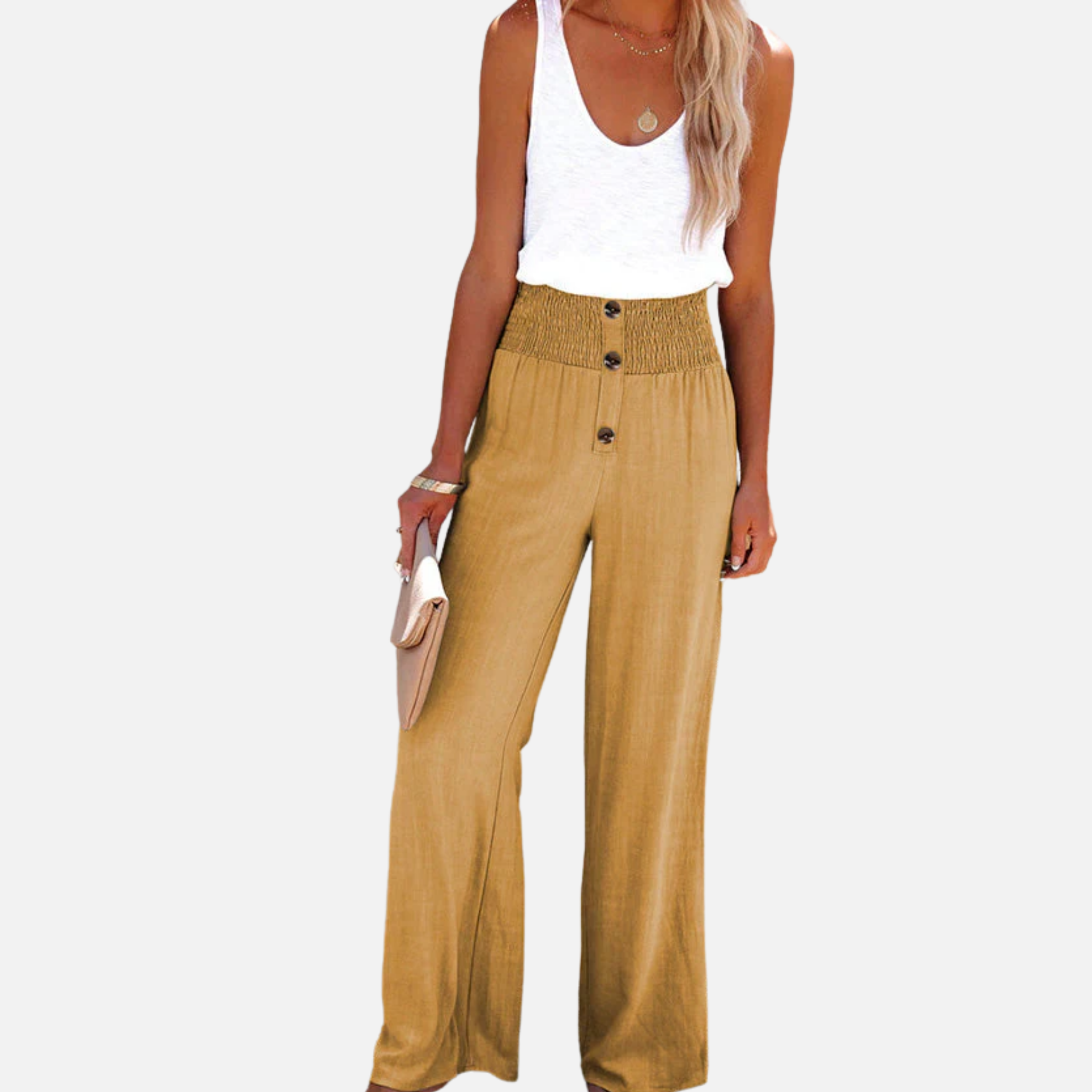 NolaKwin | Damskie spodnie z wysokim stanem i szerokimi nogawkami