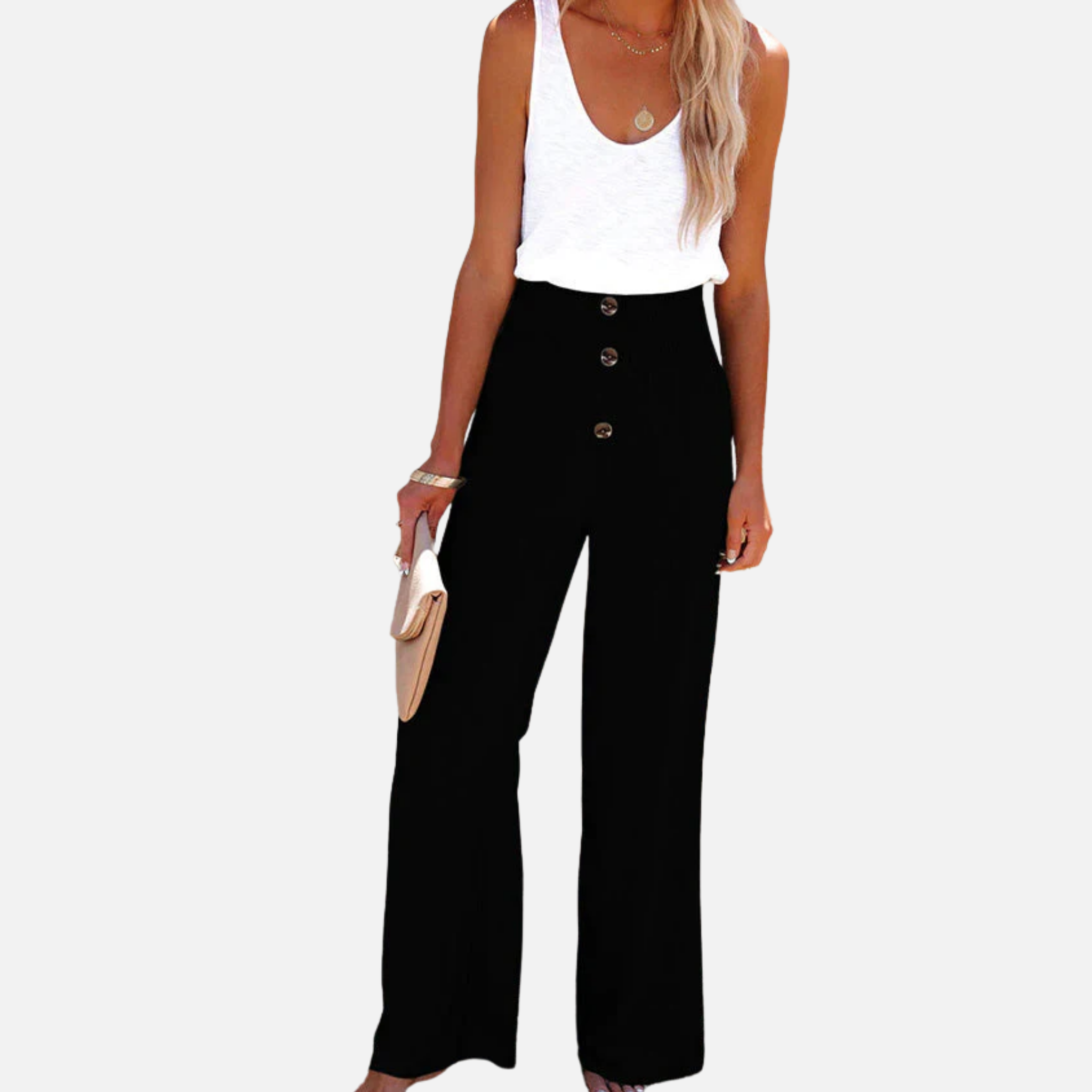 NolaKwin | Damskie spodnie z wysokim stanem i szerokimi nogawkami