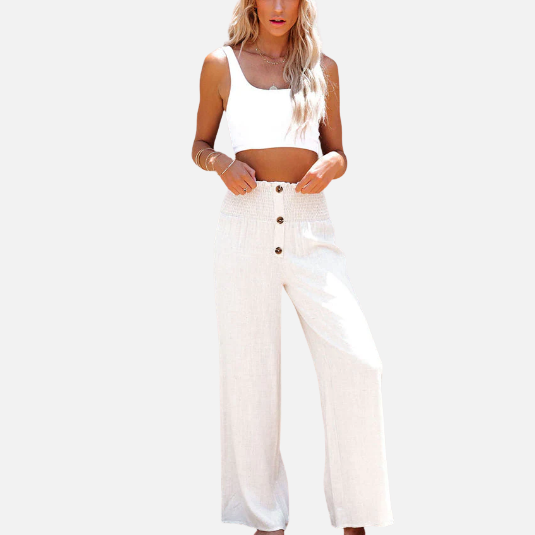 NolaKwin | Damskie spodnie z wysokim stanem i szerokimi nogawkami