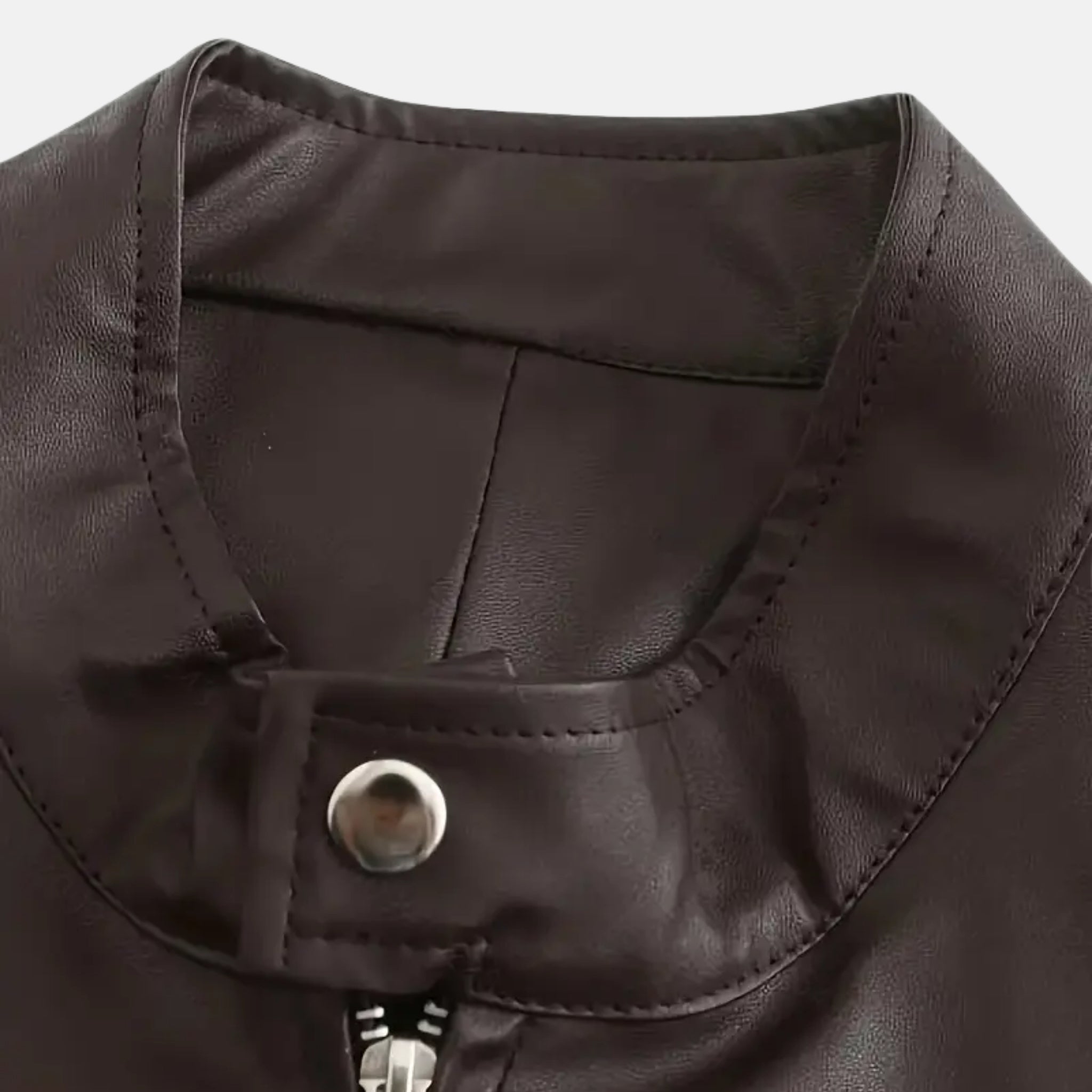 NolaKwin | Męska skórzana kurtka motocyklowa PU z kołnierzem stojącym, ukośnym zamkiem i wiatroszczelną budową