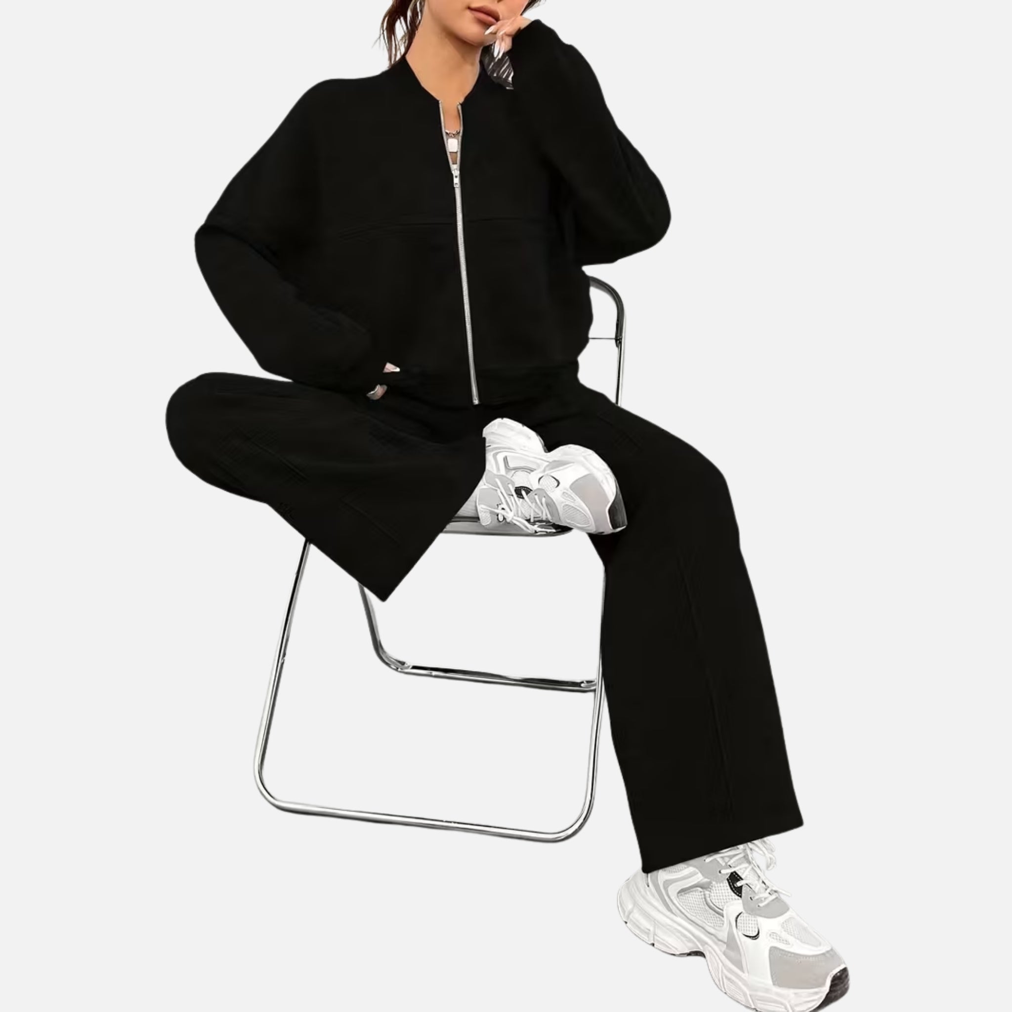 NolaKwin | Damski Zestaw Dwuczęściowy: Grubszy Fleece w Casualowym Stylu