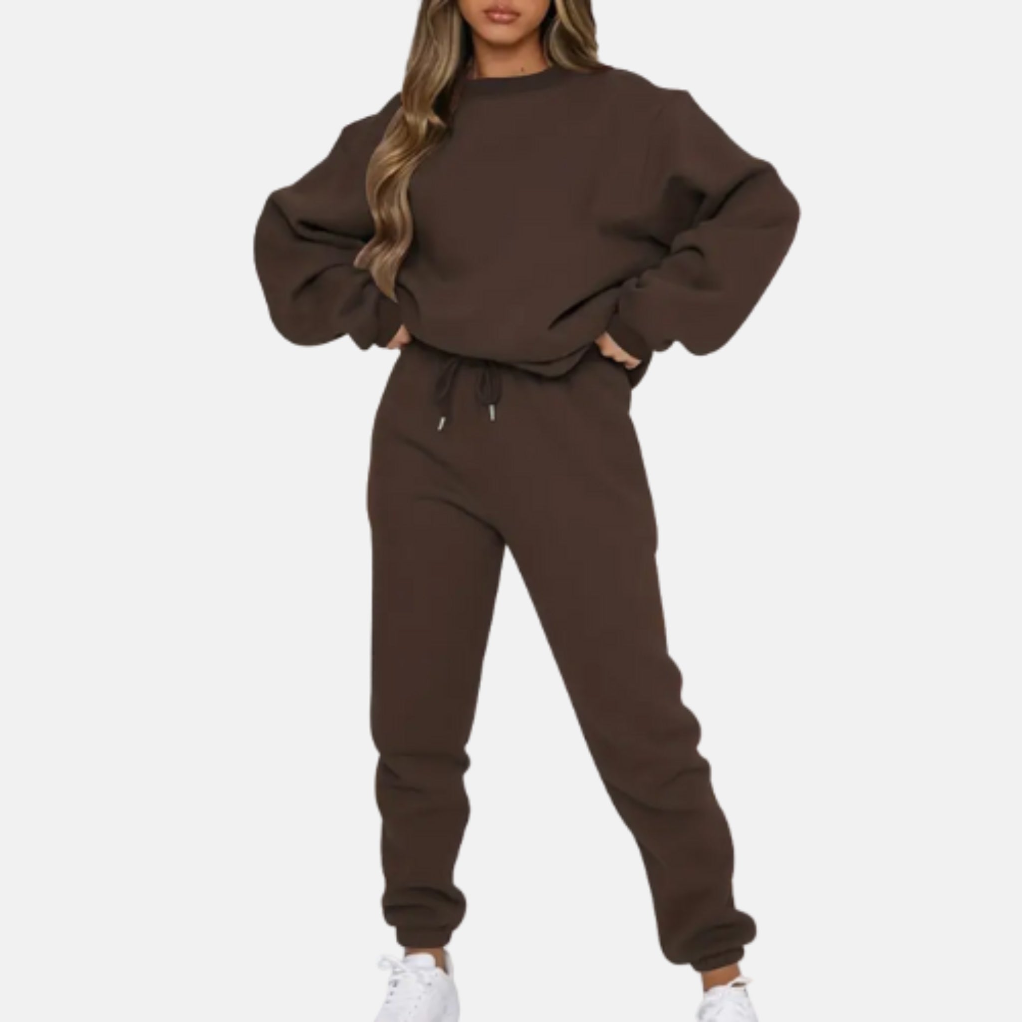 NolaKwin | Damski luźny zestaw casualowy o wysokiej elastyczności, 2-częściowy