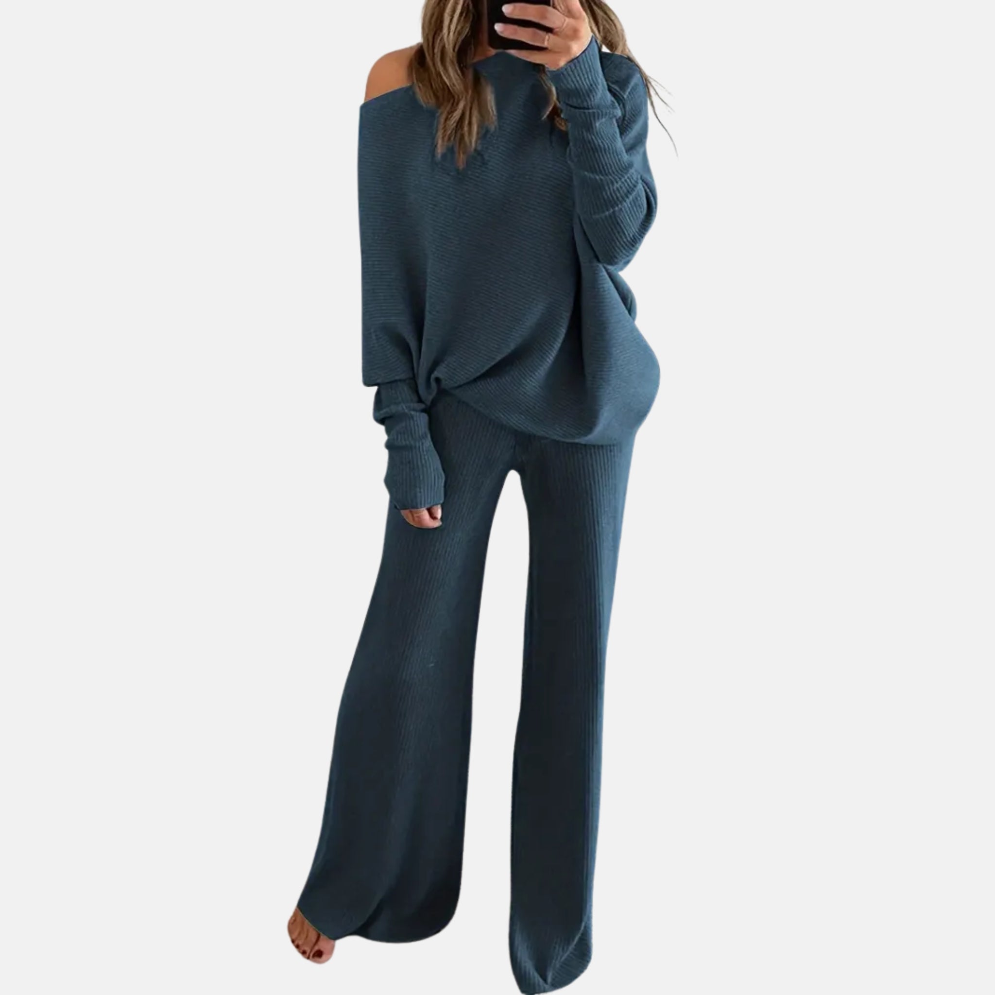 NolaKwin | Dwuczęściowy zestaw z wysokim stanem i długim rękawem