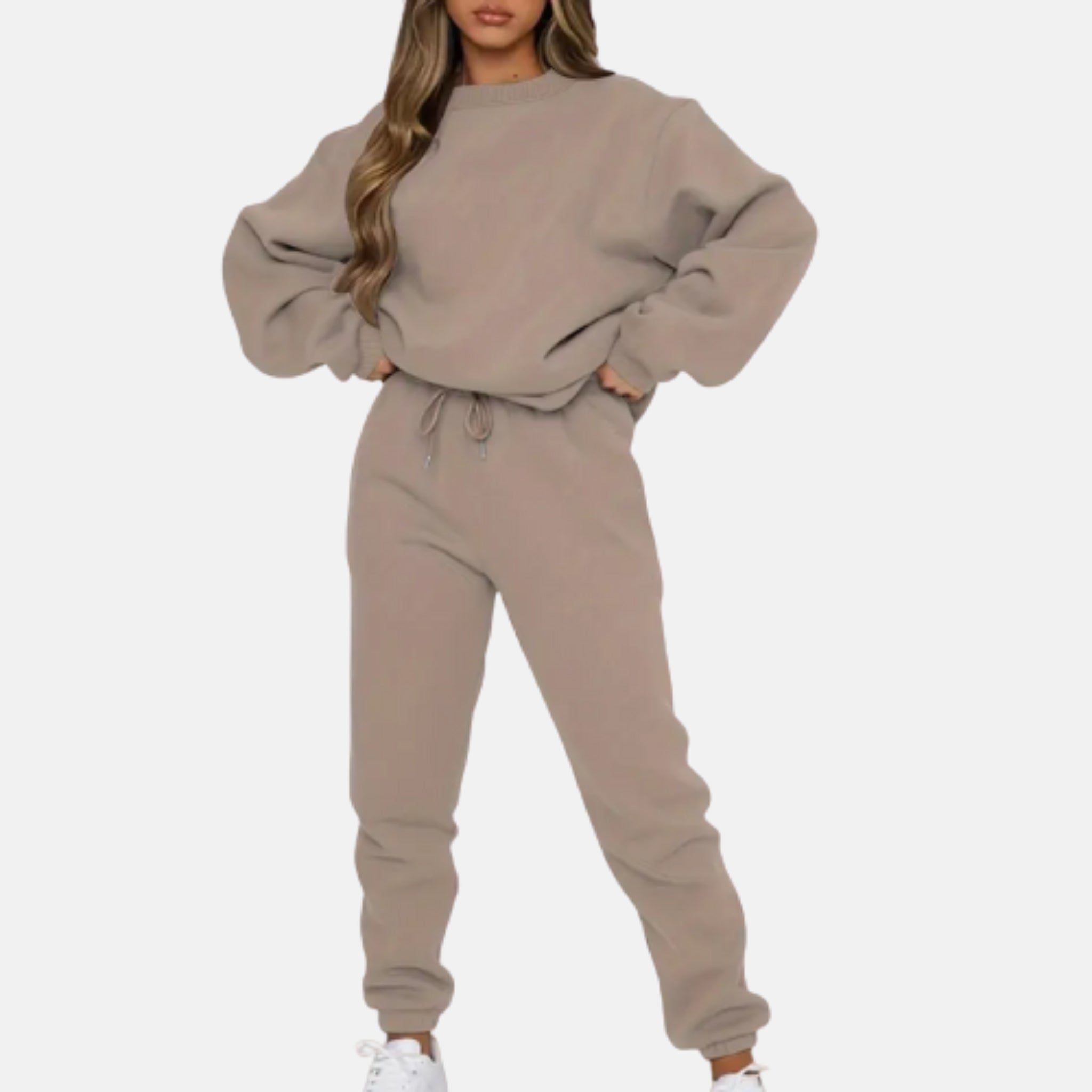 NolaKwin | Damski luźny zestaw casualowy o wysokiej elastyczności, 2-częściowy