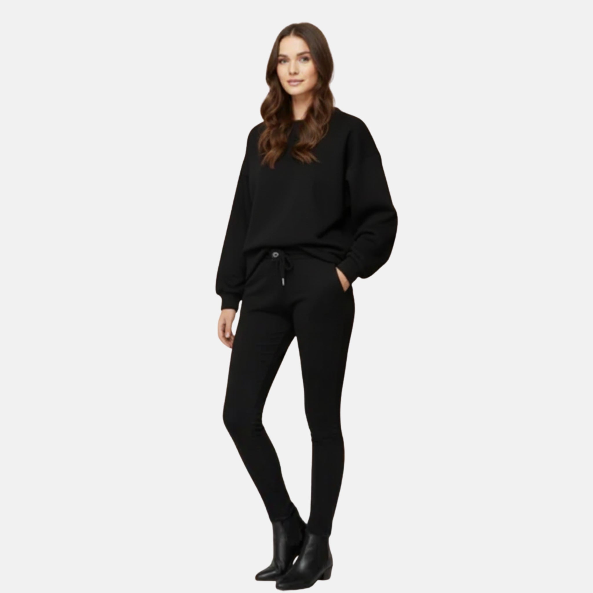 NolaKwin | Damski luźny zestaw casualowy o wysokiej elastyczności, 2-częściowy