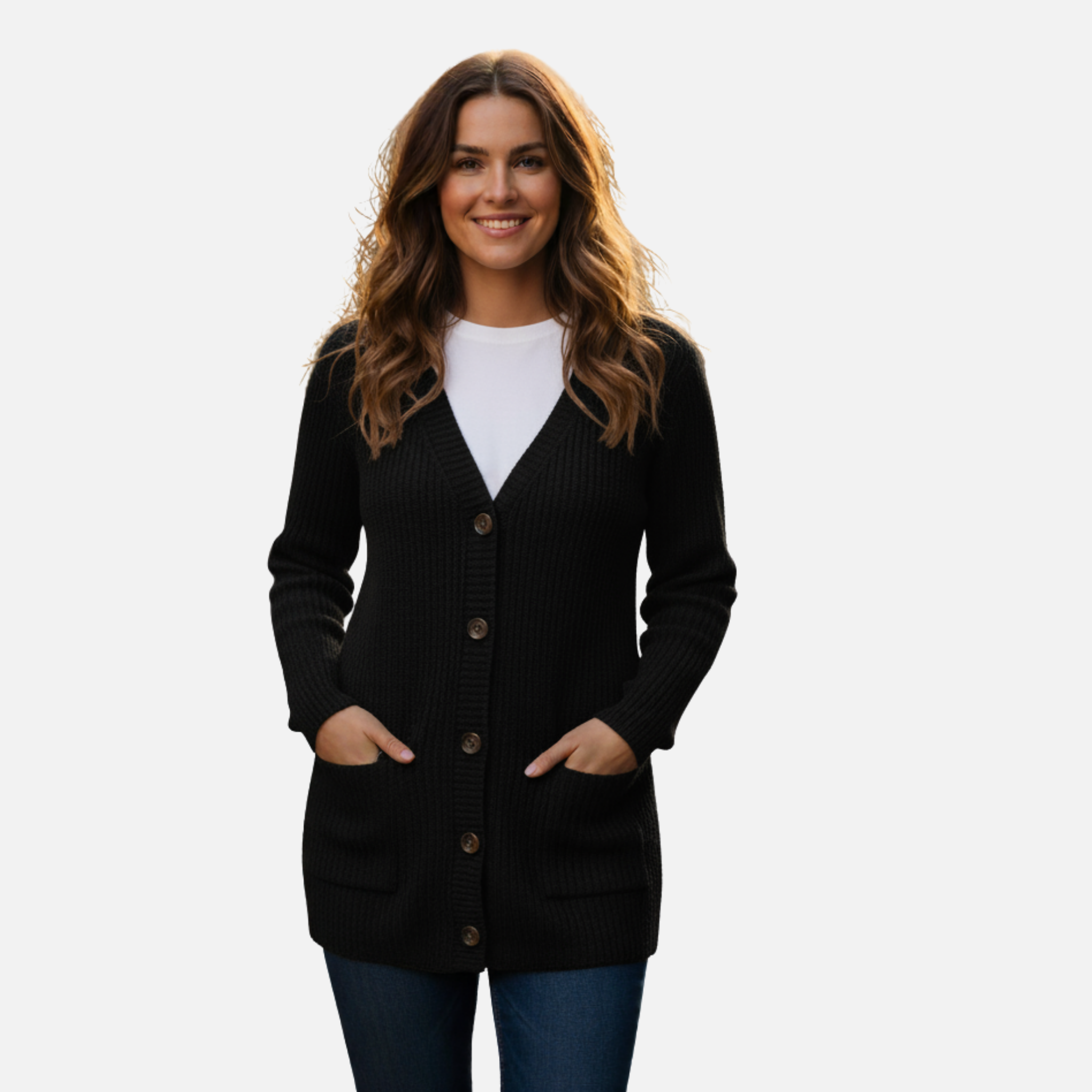 NolaKwin | Damski długi sweter z długim rękawem, otwarty, jednolity kolor – nowoczesny styl na jesień i zimę