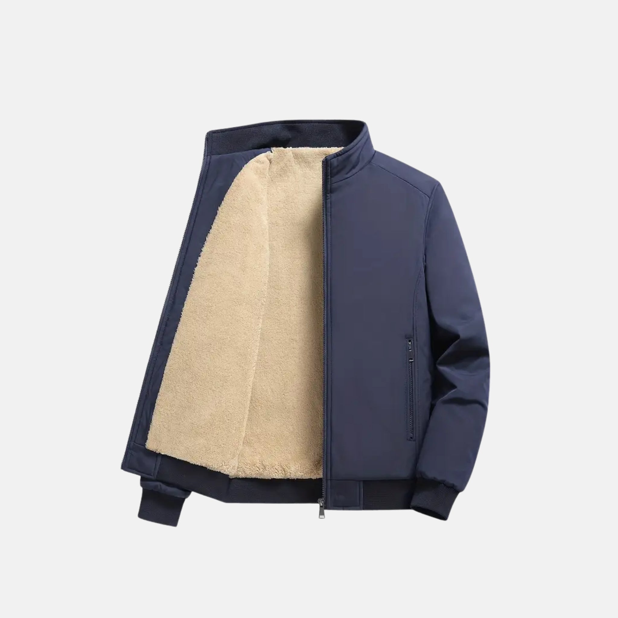 NolaKwin Męska Zimowa Kurtka | Gruby Fleece w Stylu Business Casual z Stojącym Kołnierzem