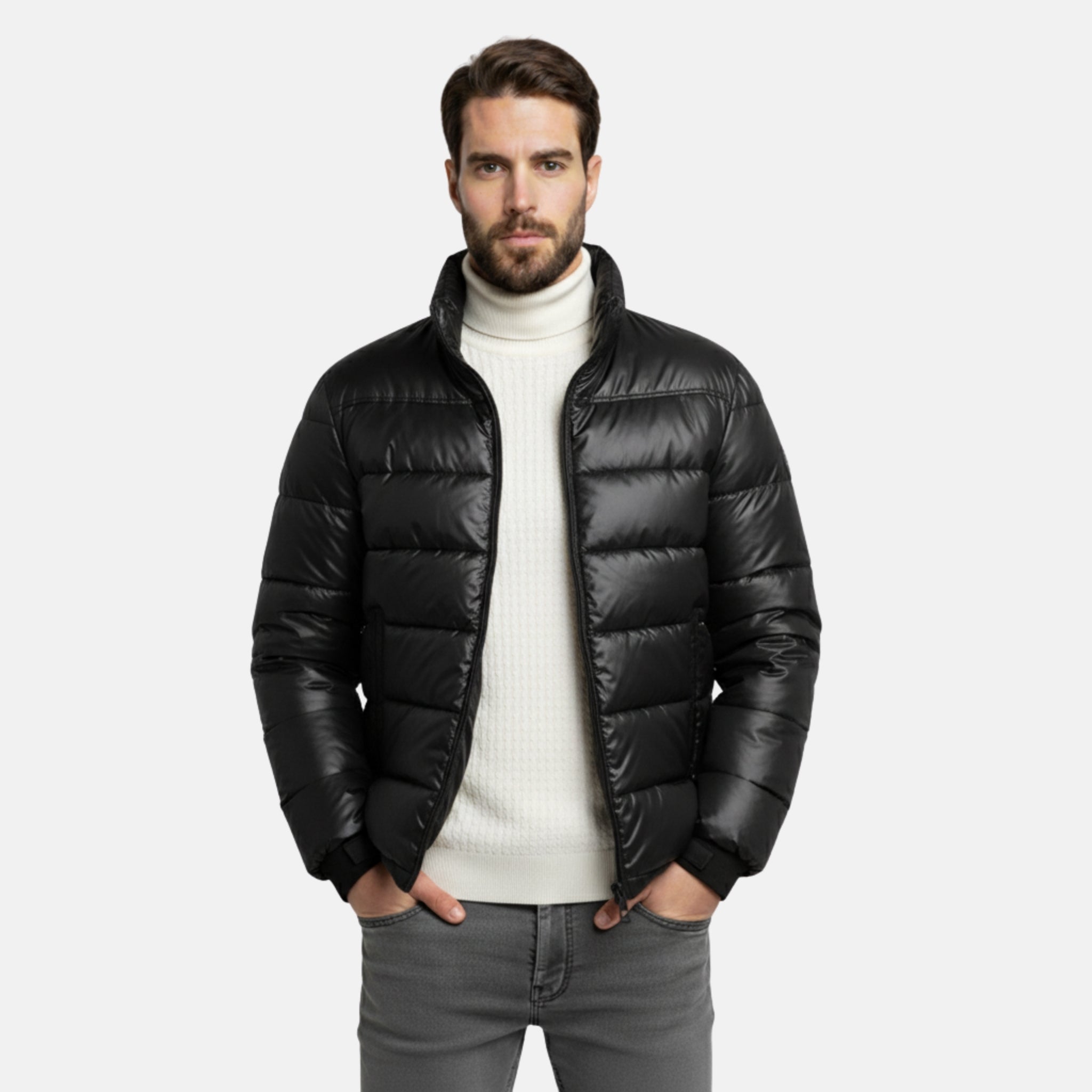 NolaKwin | Męska ultralekka kurtka puchowa na jesień - stylowa, cienka, biała