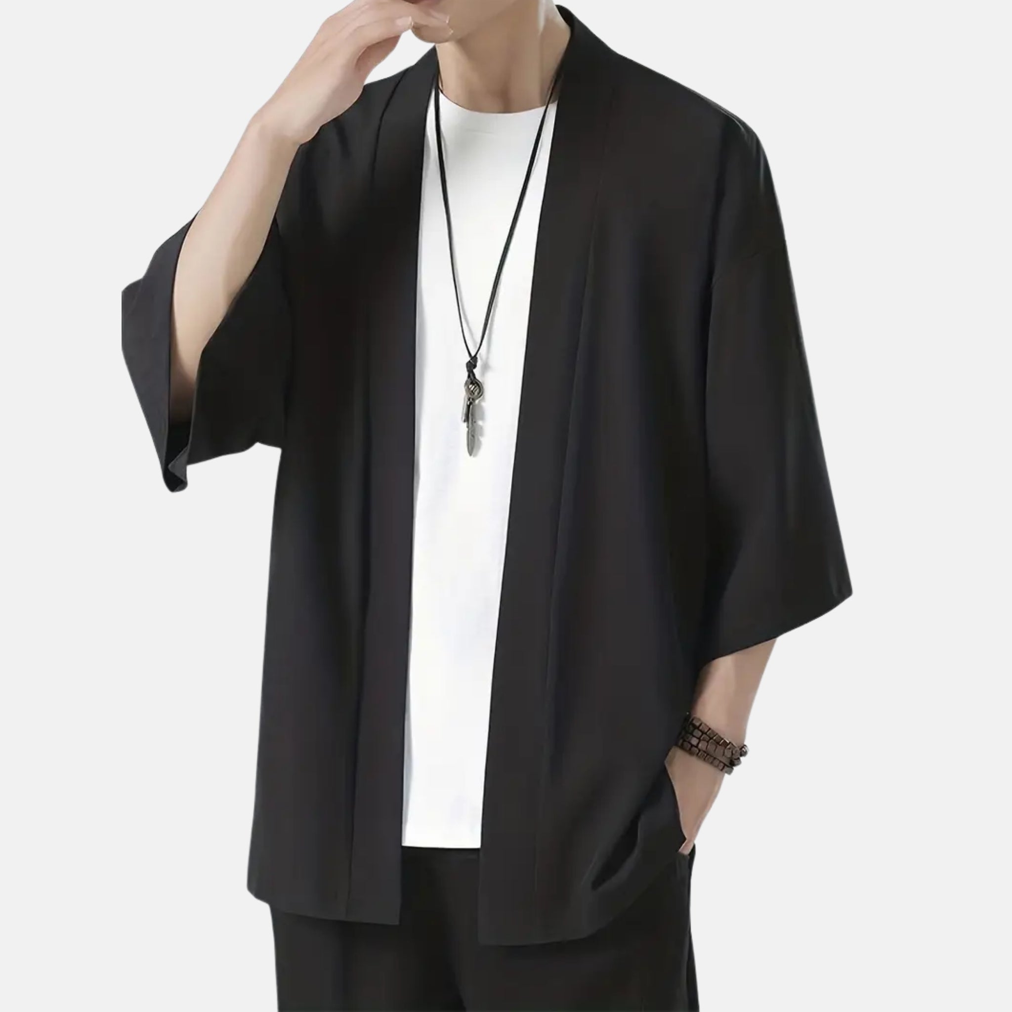 NolaKwin | Męski lekki kimono tradycyjna japońska odzież męska - kardigan z otwartym przodem