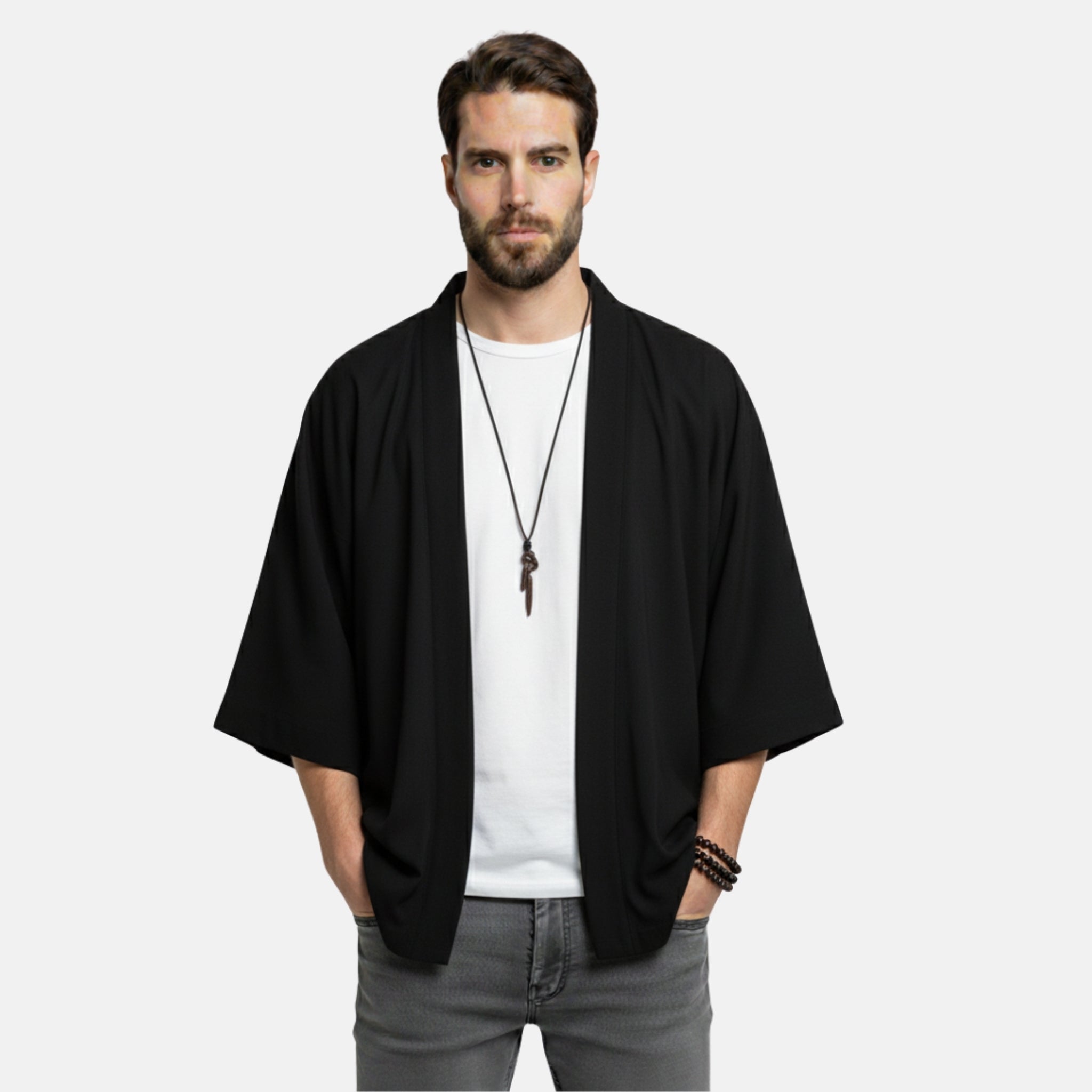 NolaKwin | Męski lekki kimono tradycyjna japońska odzież męska - kardigan z otwartym przodem