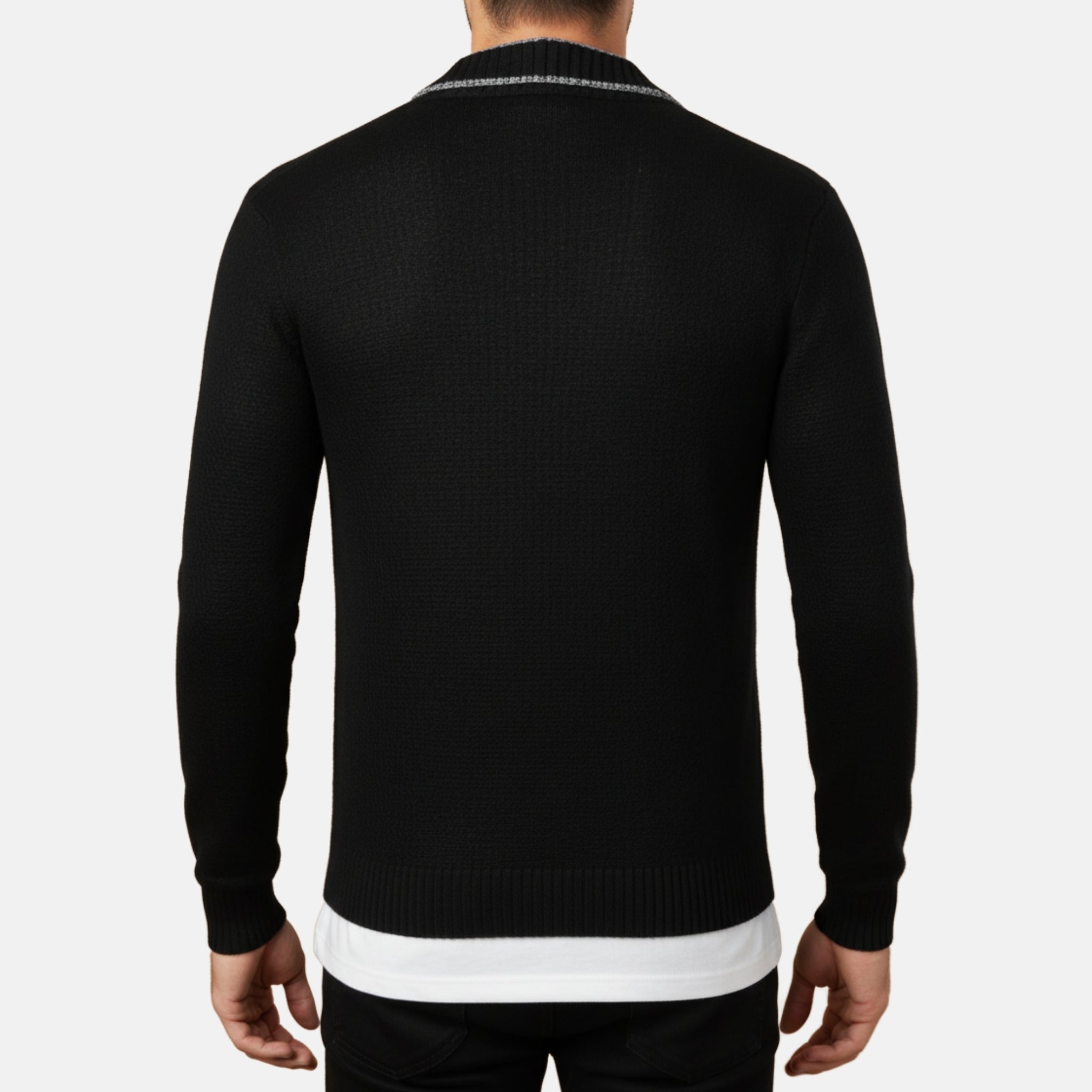 NolaKwin | Męski Gruby Sweter na Jesień i Zimę z Dekoltem w Serek