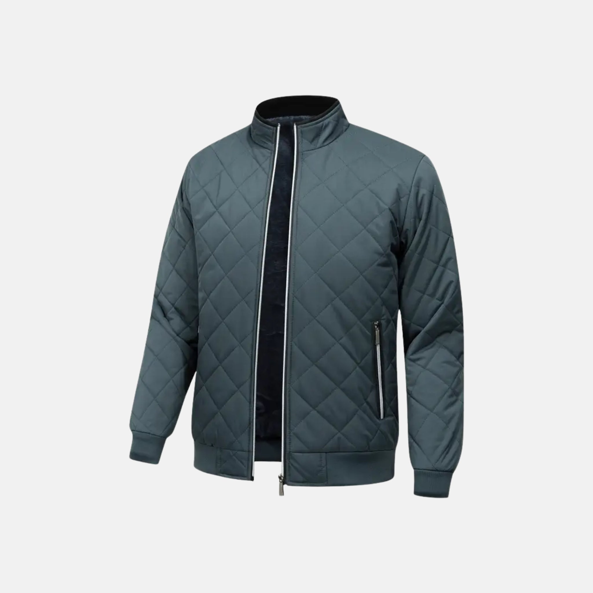 NolaKwin | Męska Bomberka na Jesień/Zimę z Diamentowym Wzorem i Fleece'ową Wyściółką