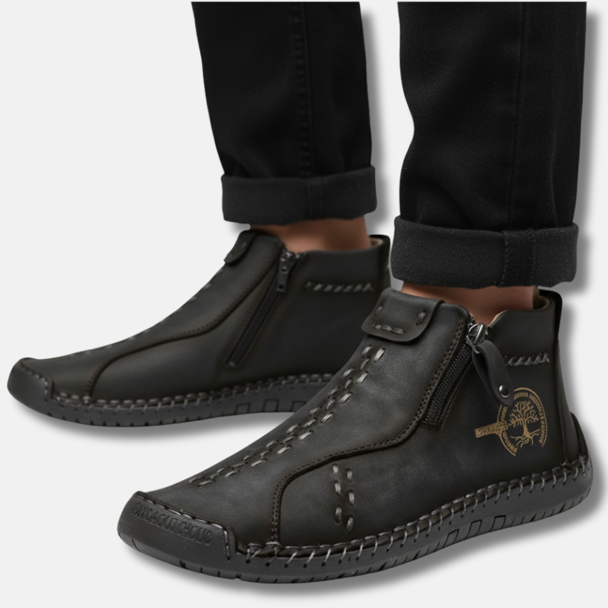 NolaKwin | Klasyczne Męskie Sneakersy z Ręcznie Wykonanej Skóry z Zamkiem, Oddychające, Idealne na Outdoor i Casual