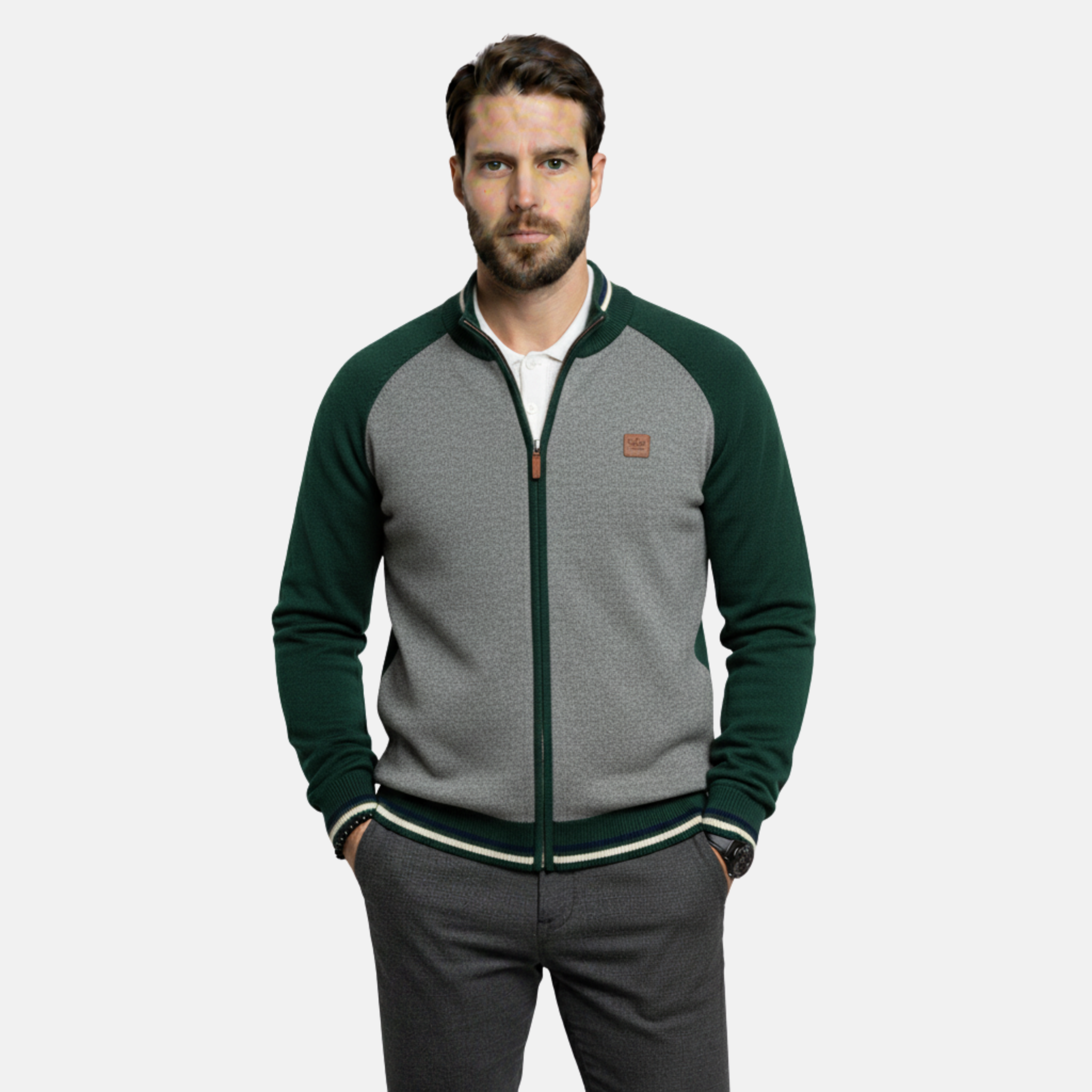 NolaKwin | Męski sweter z zamkiem – Heritage Bawełnowa Dzianina