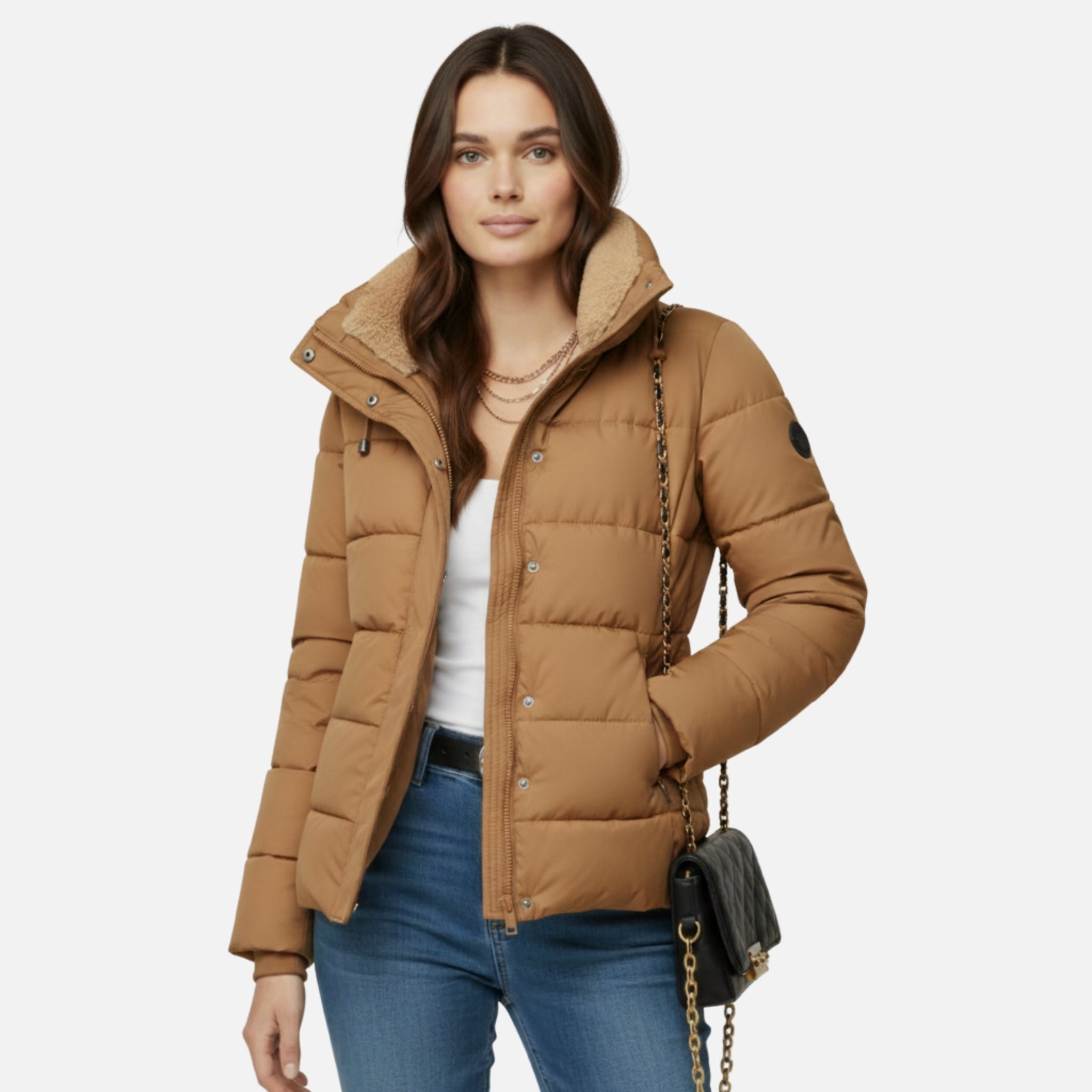 NolaKwin | Damska Długa Pikowana Kurtka Puchowa - Izolacyjna Kurtka na Zimę