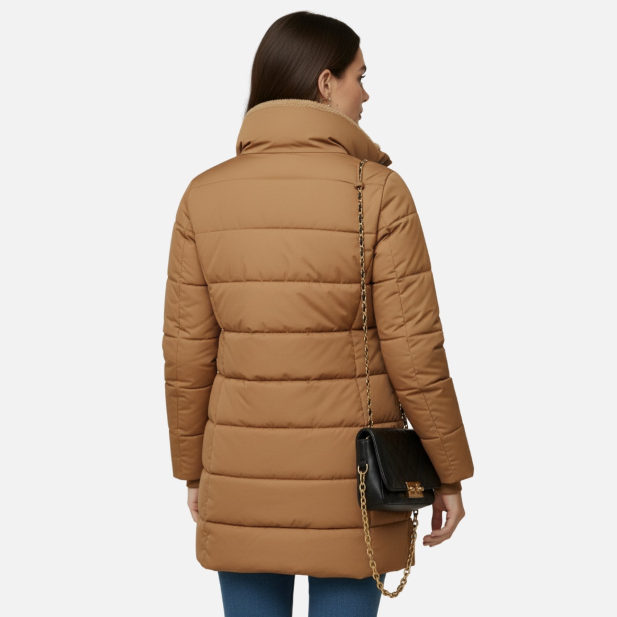 NolaKwin | Damska Długa Pikowana Kurtka Puchowa - Izolacyjna Kurtka na Zimę