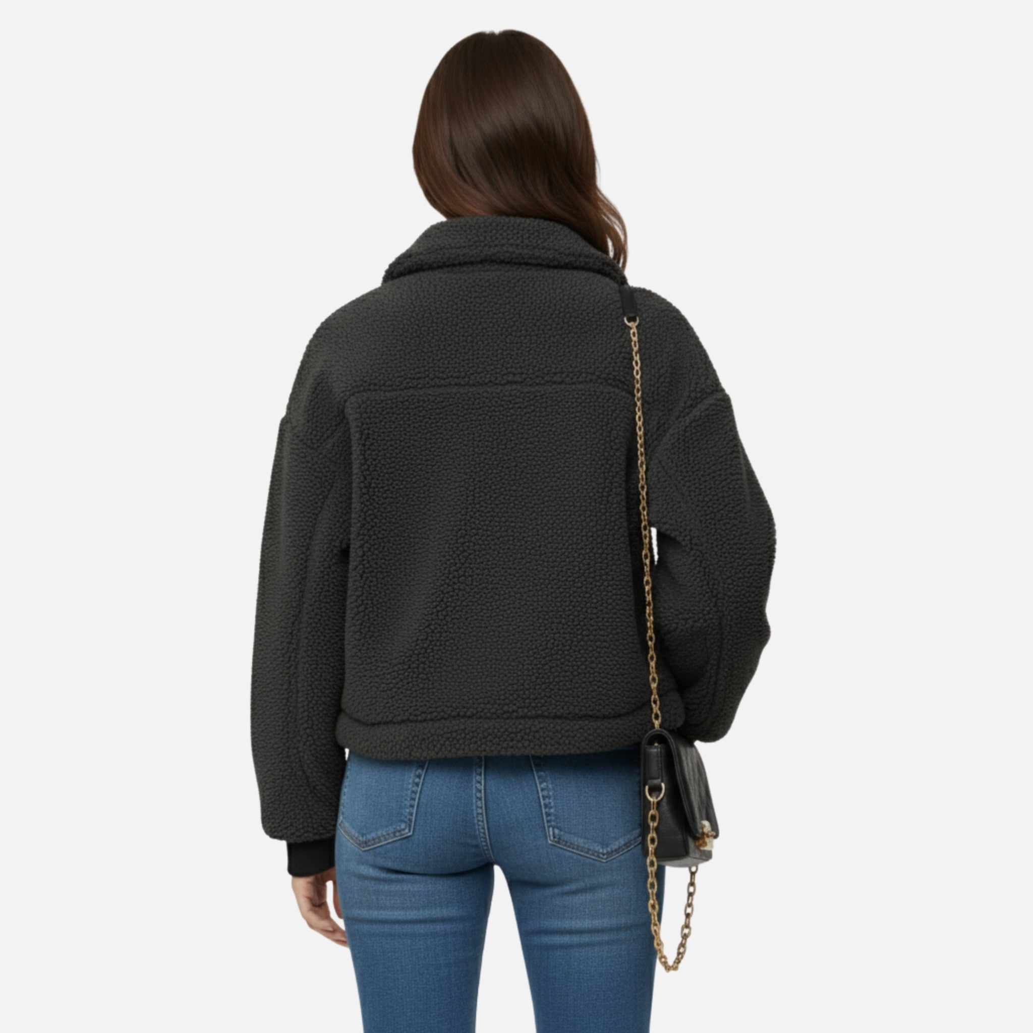 NolaKwin | Kobiecy płaszcz na jesień i zimę w jednolitym kolorze z odwróconym kołnierzem i długimi rękawami