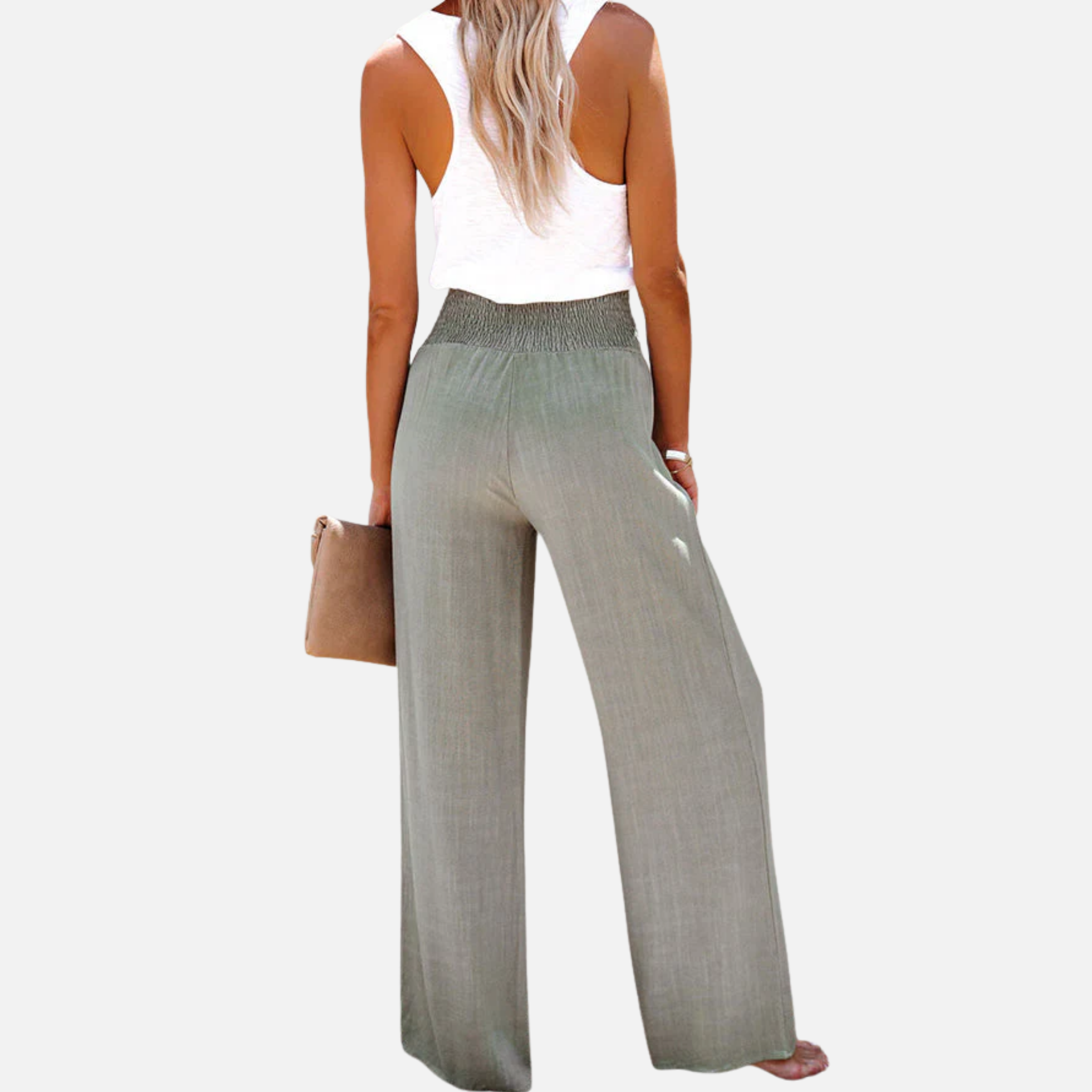 NolaKwin | Damskie spodnie z wysokim stanem i szerokimi nogawkami