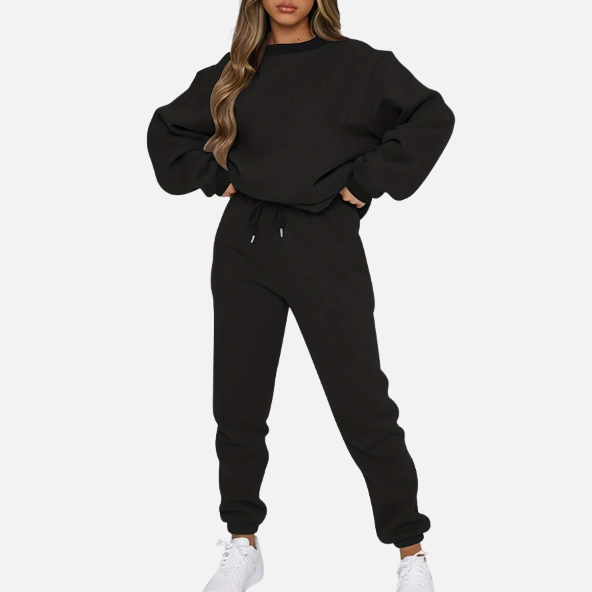 NolaKwin | Damski luźny zestaw casualowy o wysokiej elastyczności, 2-częściowy