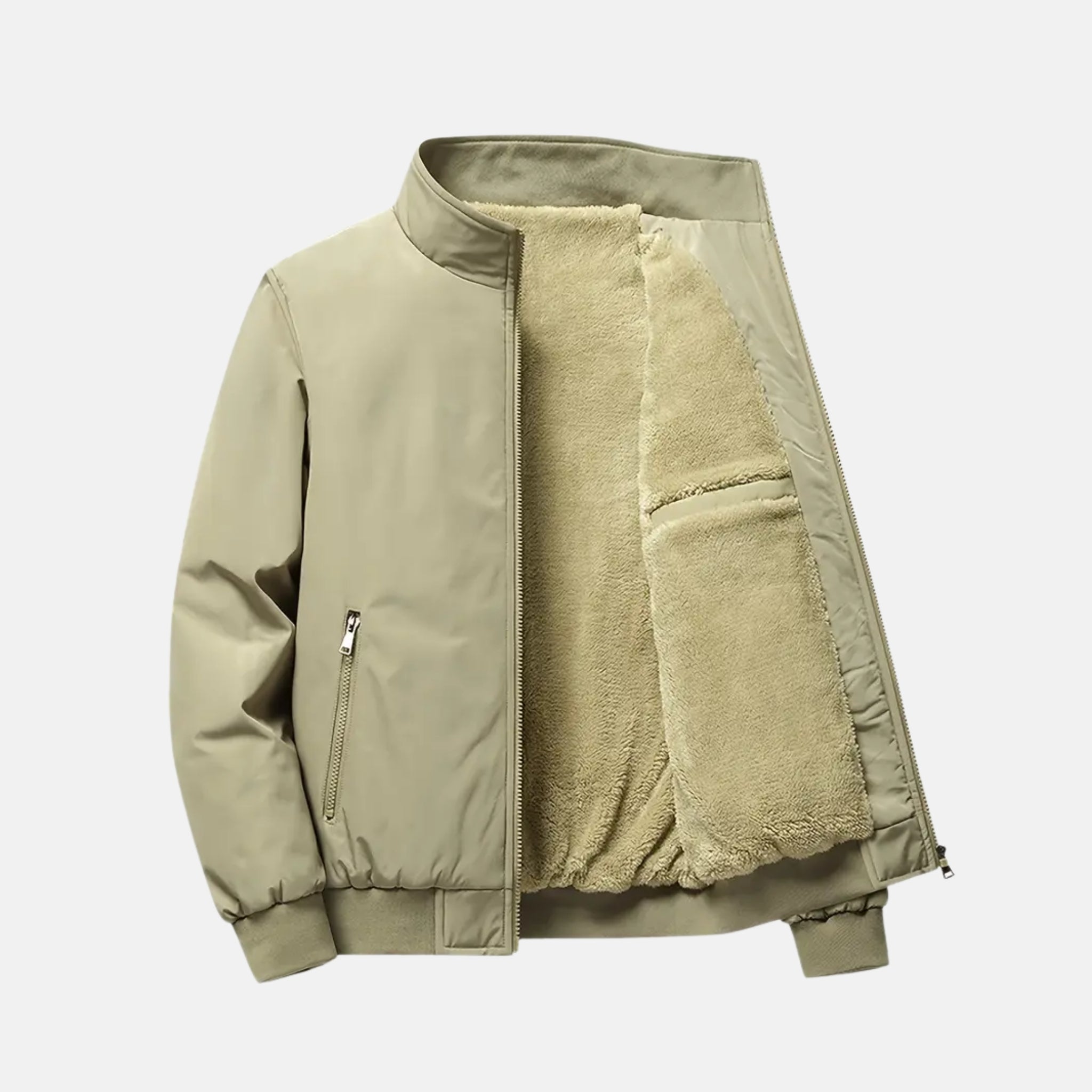 NolaKwin Męska Zimowa Kurtka | Gruby Fleece w Stylu Business Casual z Stojącym Kołnierzem