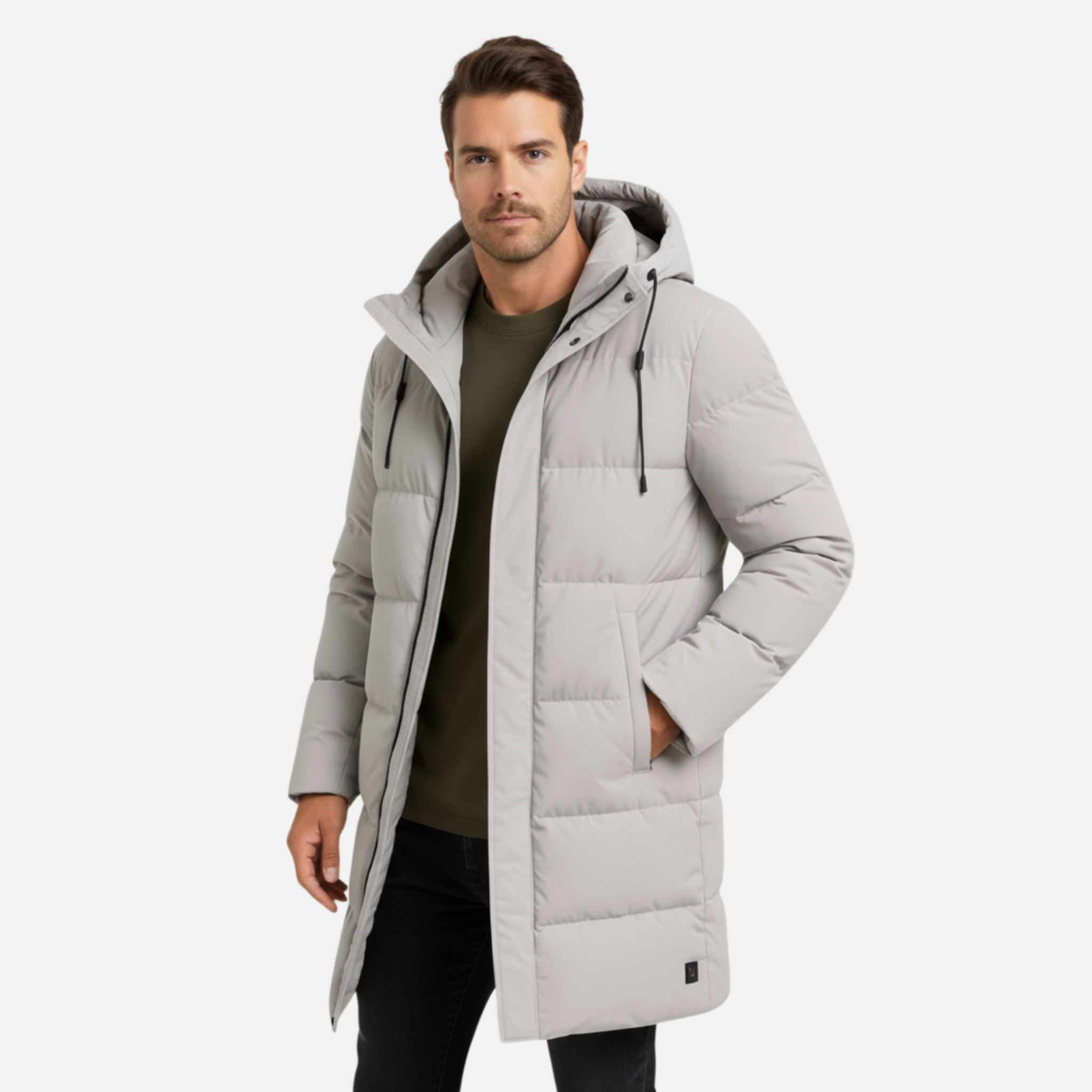 NolaKwin | Męska wodoodporna czarna kurtka puchowa na zimę