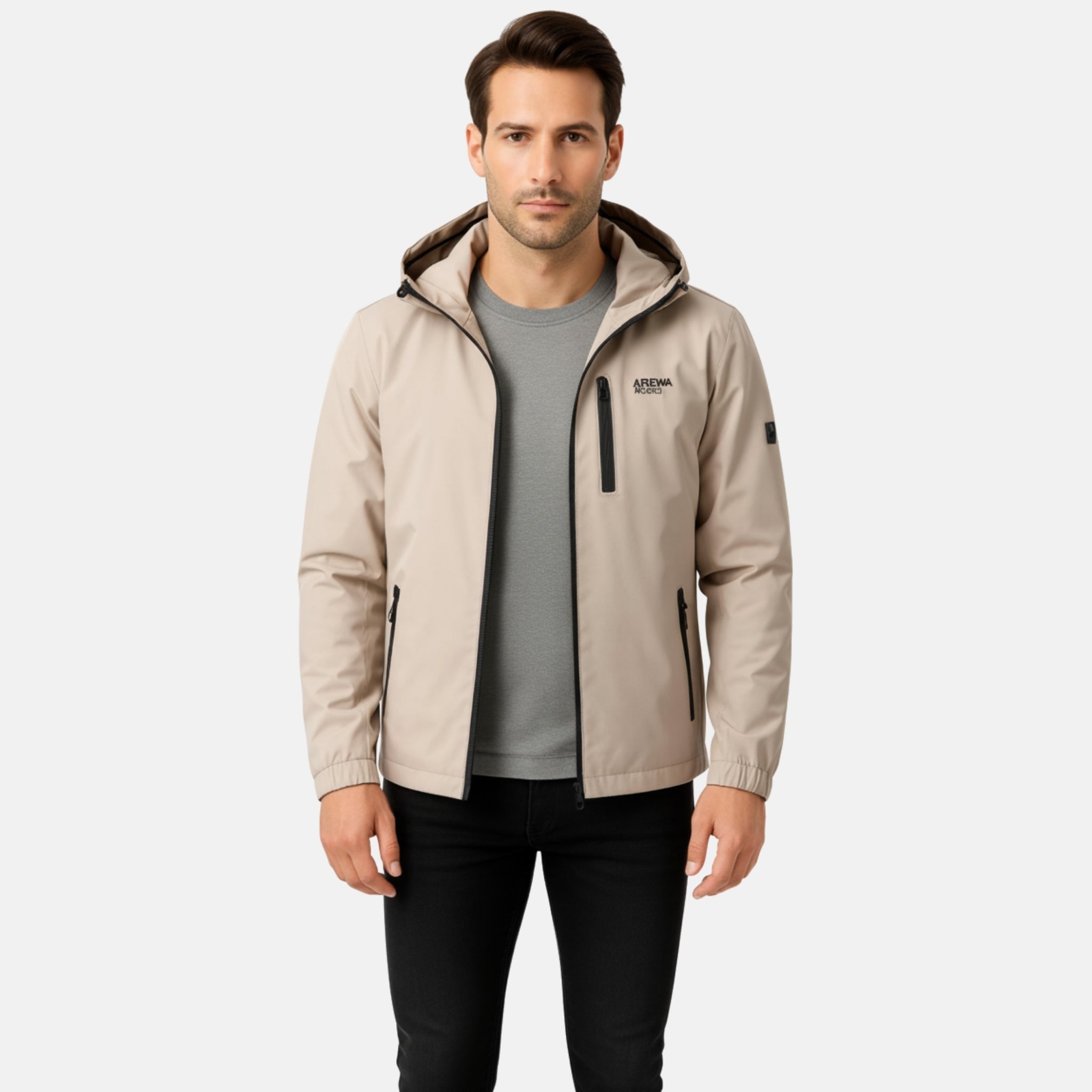 NolaKwin | Męska kurtka sportowa na wiosnę i jesień z kapturem i zamkiem, idealna na zewnątrz