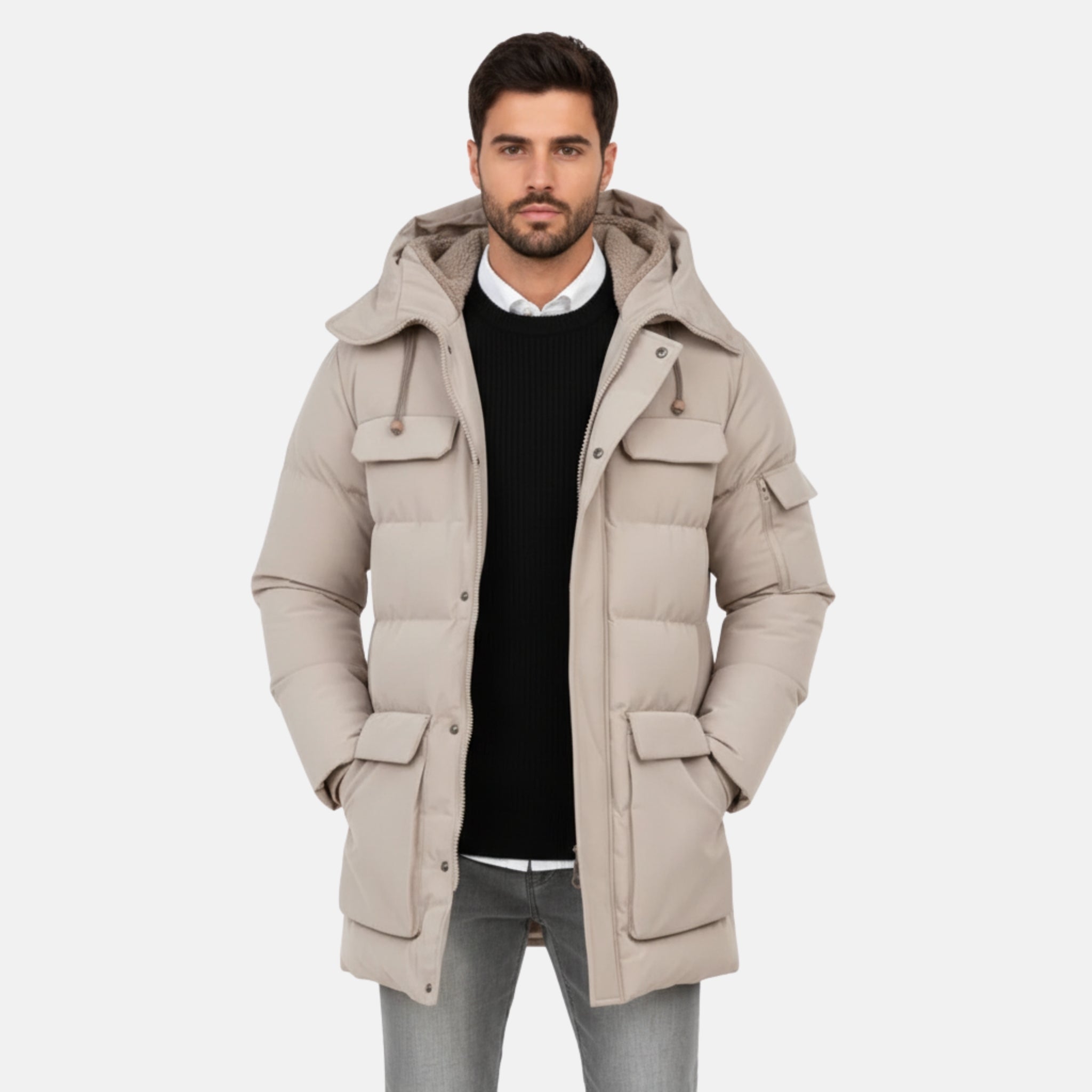 NolaKwin | Męska kurtka puchowa z długim rękawem na zimę